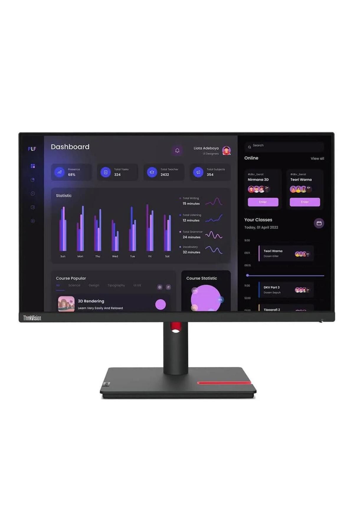 Vobotek Teknoloji 23.8" 63CFMATXTK ThinkVision T24i-30 60Hz 4ms Full HD IPS Pivot Monitör