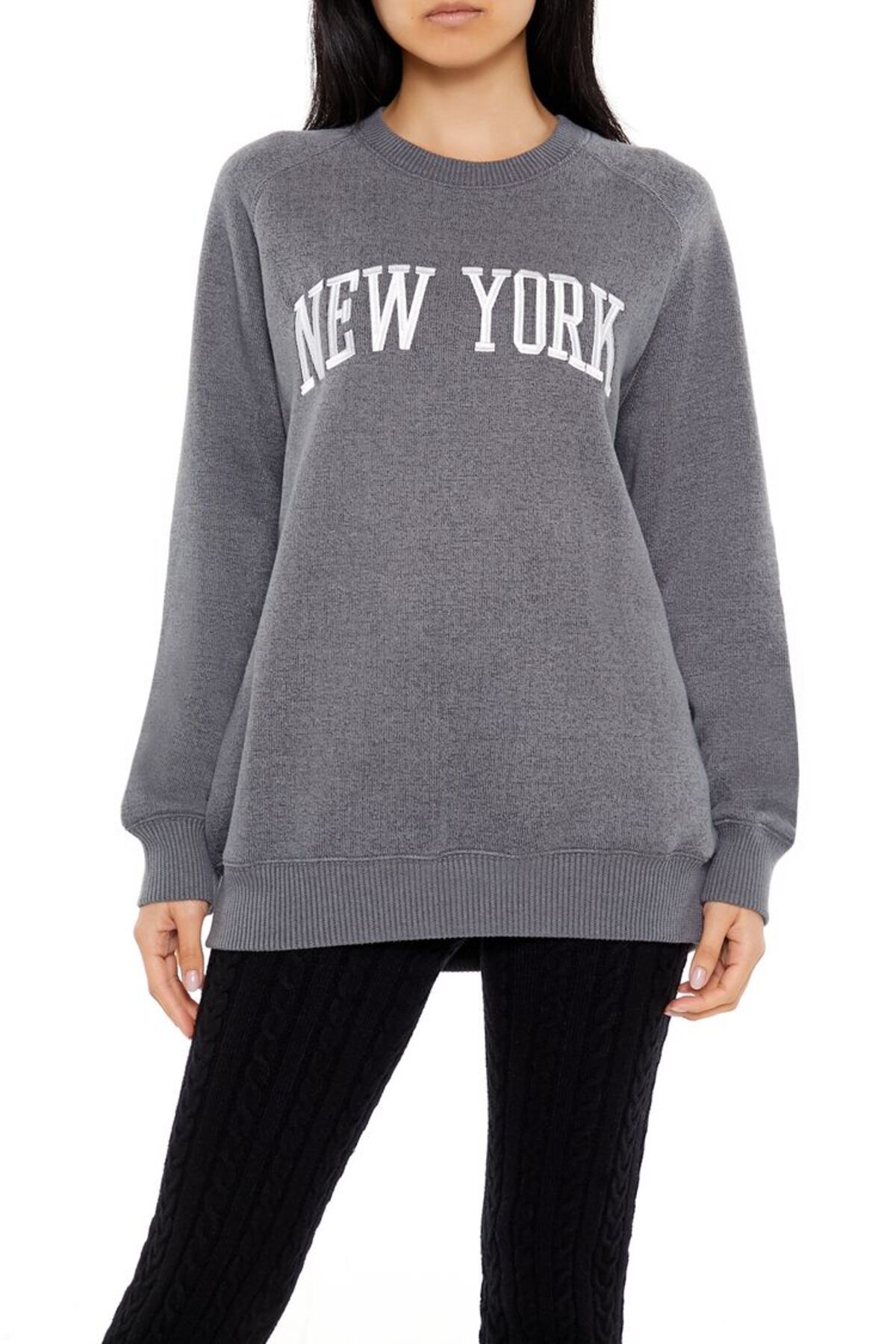 Forever 21 İşlemeli New York Sweatshirt