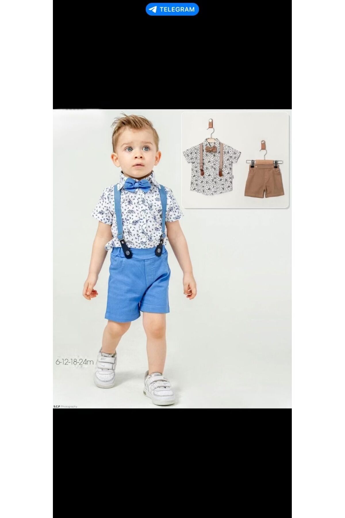 Kidex's Mavi çiçekli bebek erkek takım