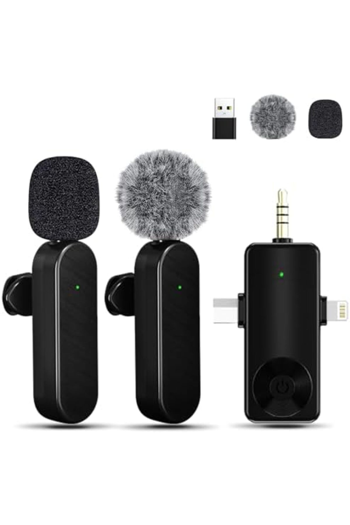 NEXIFY-Mini Microphone for iPhone Android Camera iPad USB-C, 4 in 1 Professional Wireless Lavalier 2