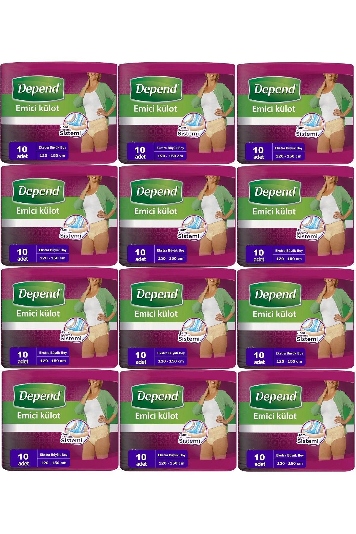 Depend Emici Külot Hasta Bezi XL - Extra Büyük Kadın 120 Adet (12PK*10)