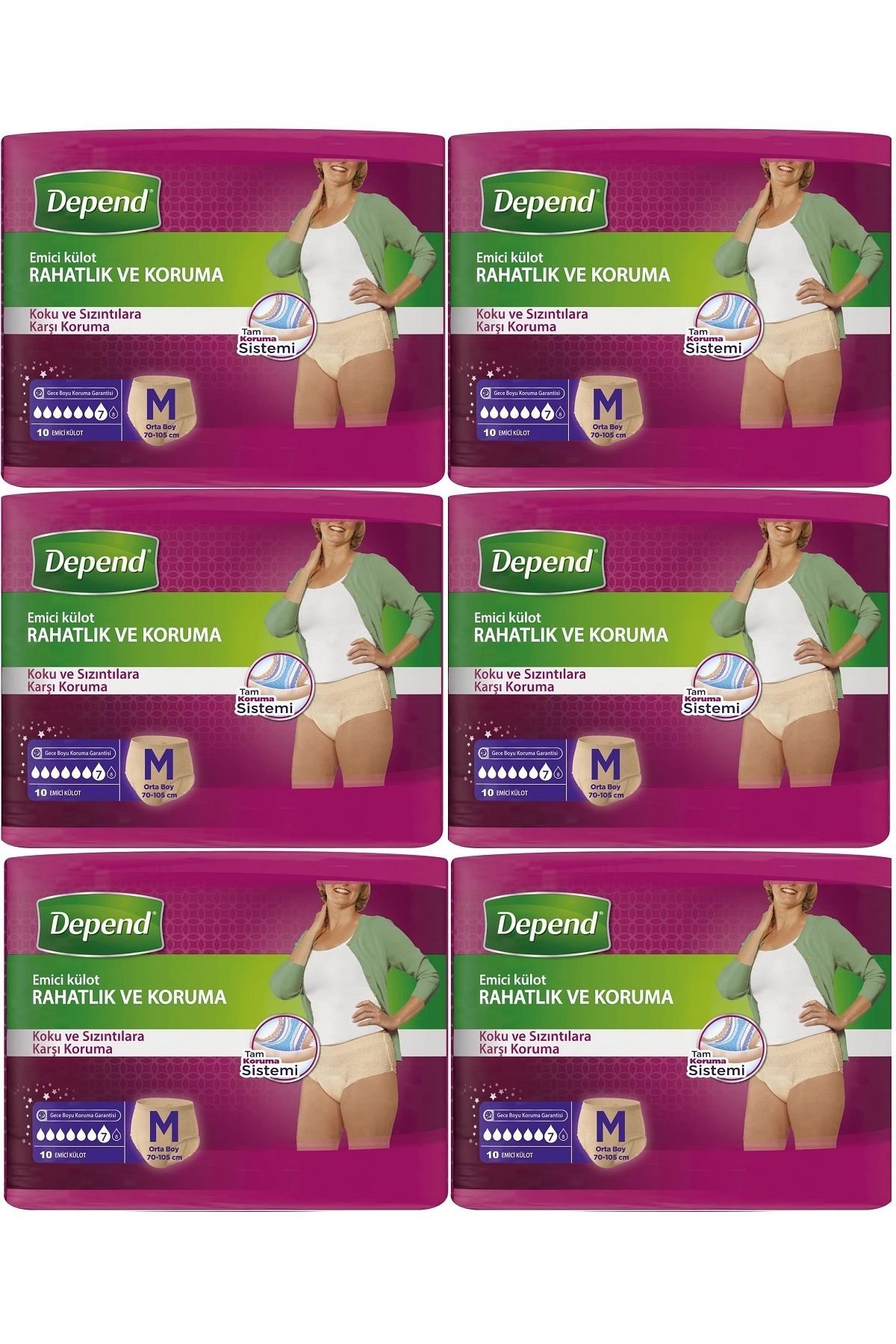 Depend Emici Külot Hasta Bezi Medium - Orta Kadın 60 Adet (6PK*10)