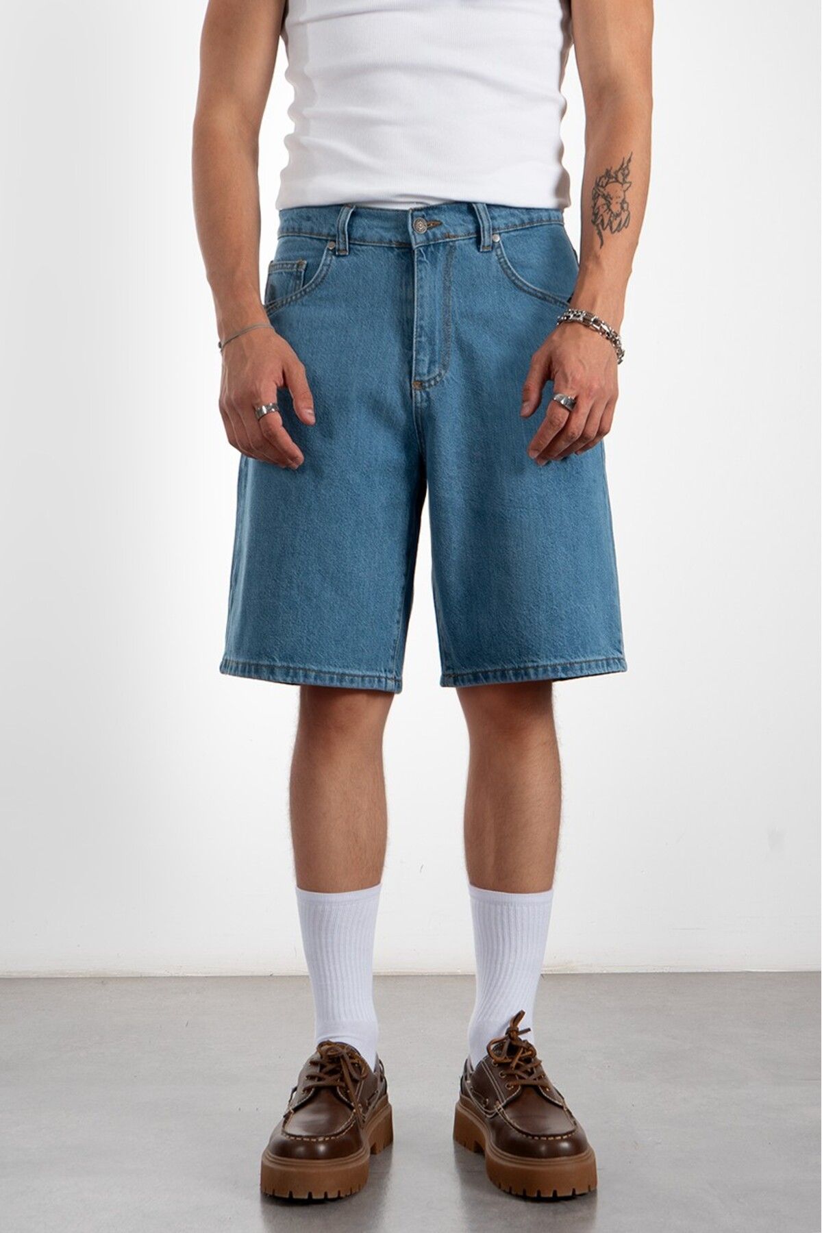 UKHWD SUPPLY Açık Mavi Baggy Denim Urban Jort Erkek Şort UK1450MVA