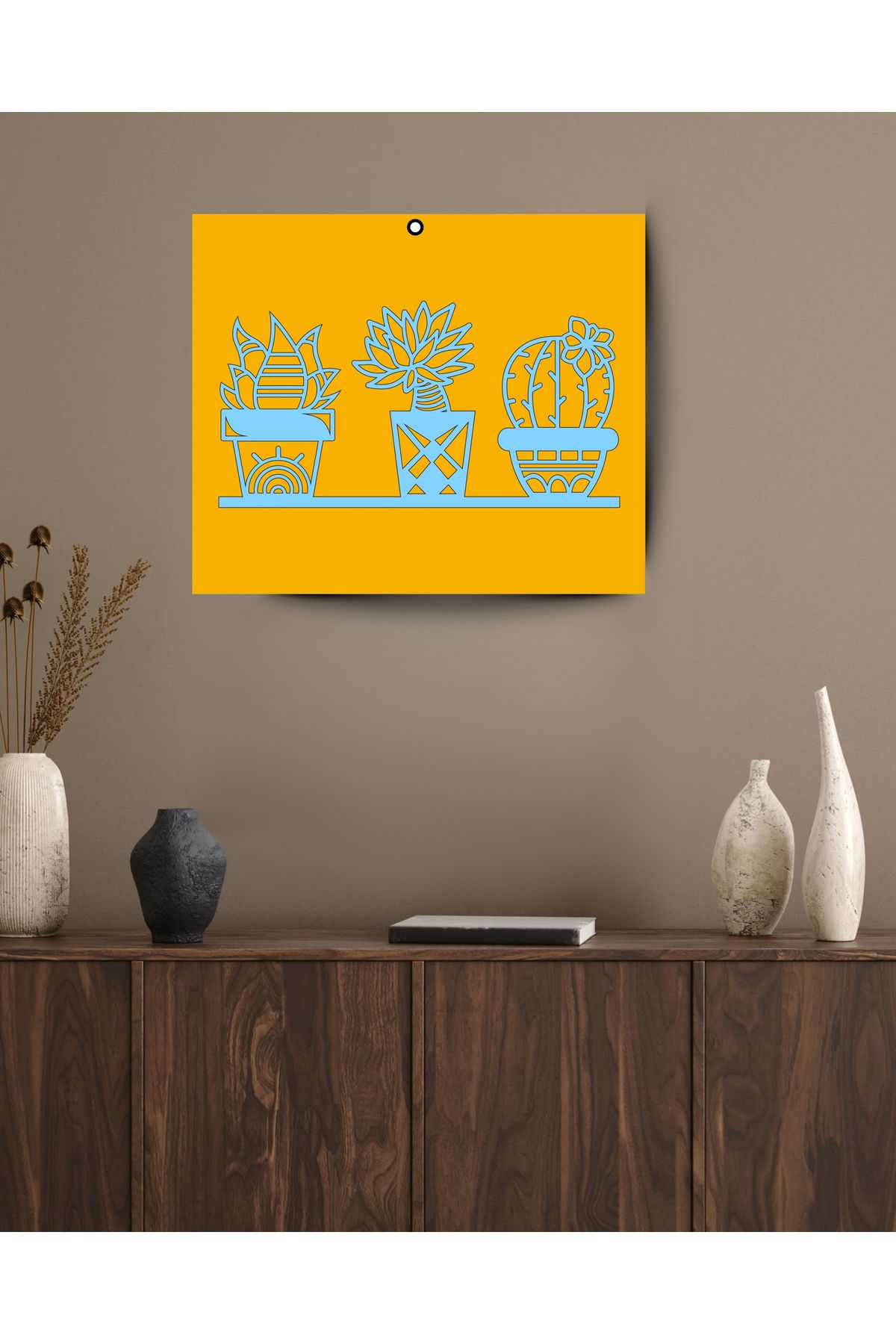 Grand Fine Art Çerçevesiz Lazer Kesim Mdf Desen/Mdf Zemin Tablo 3lü Çiçek