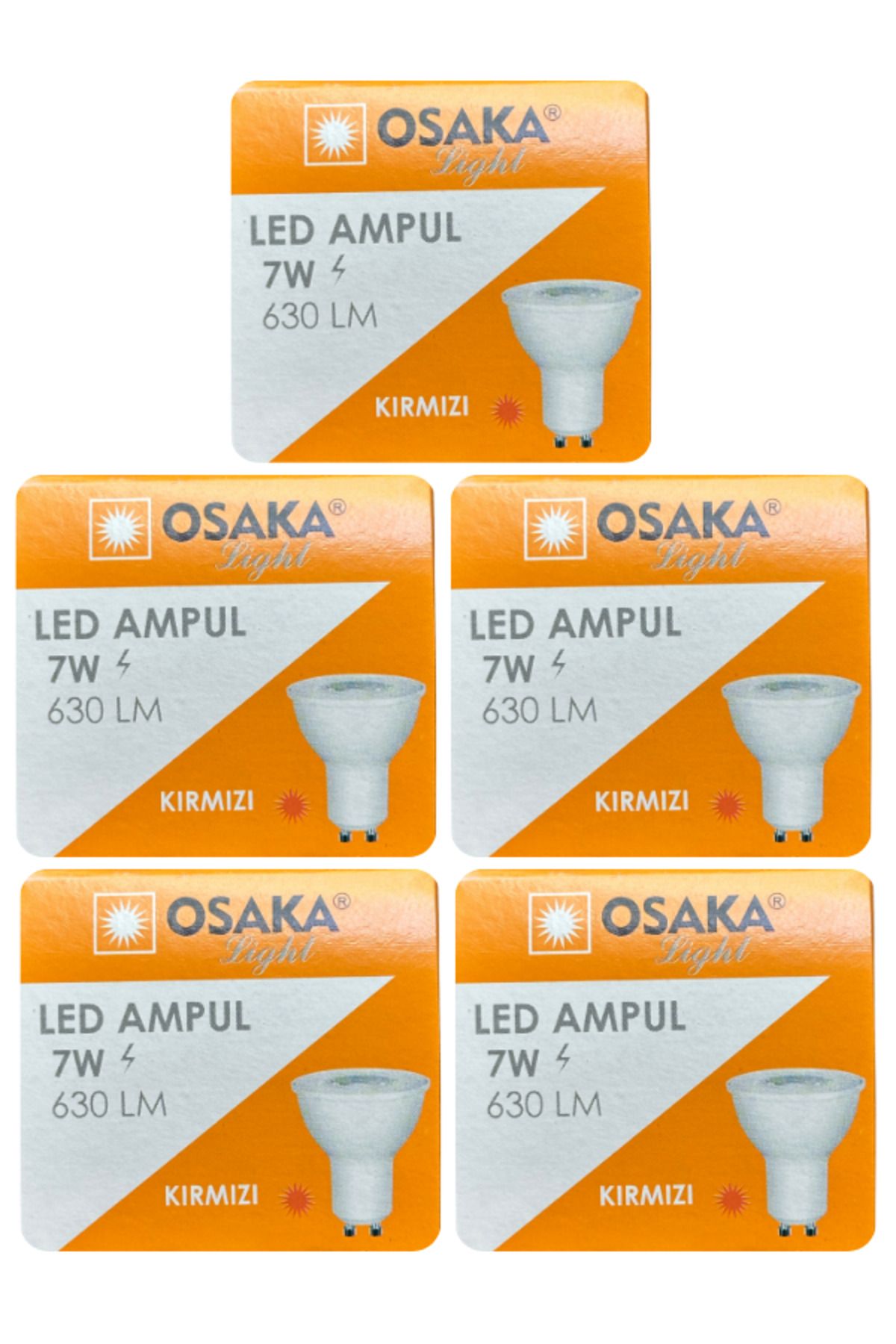 Osaka (5 Adet) Osaka 7W Kırmızı Işık GU10 Duylu (Kalın Duy) Led Çanak Ampul