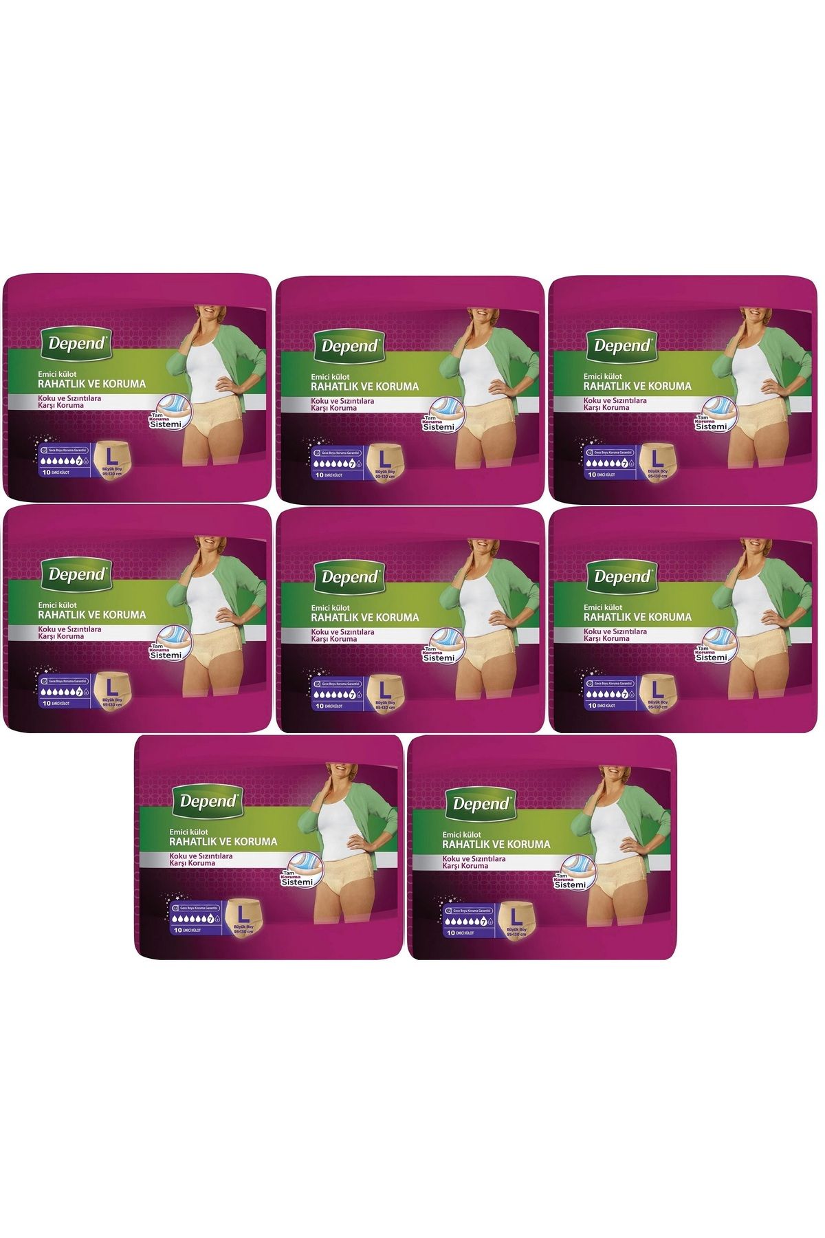 Depend Emici Külot Hasta Bezi Large - Büyük Kadın 80 Adet (8PK*10)
