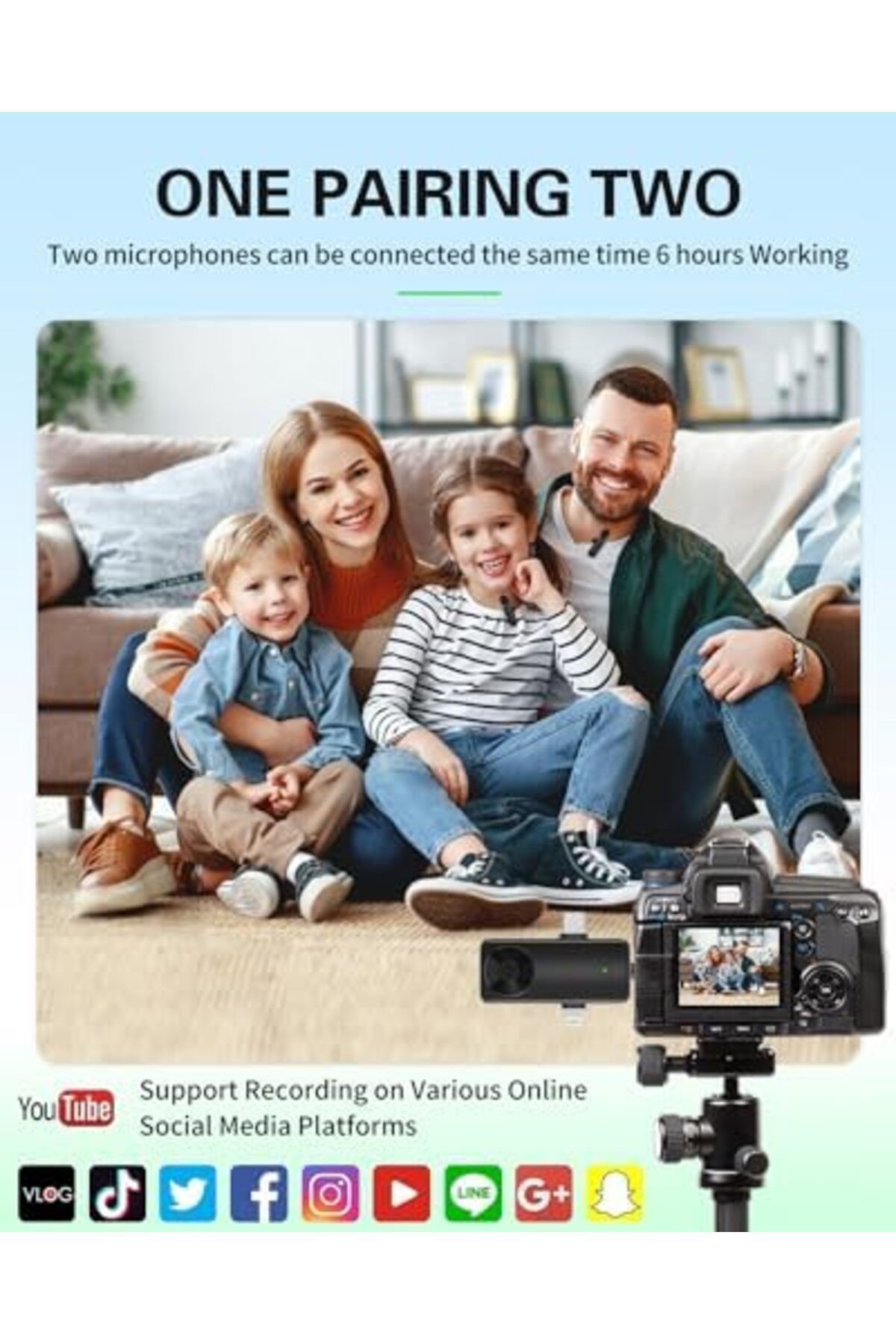 NEXIFY-Mini Microphone for iPhone Android Camera iPad USB-C, 4 in 1 Professional Wireless Lavalier 4