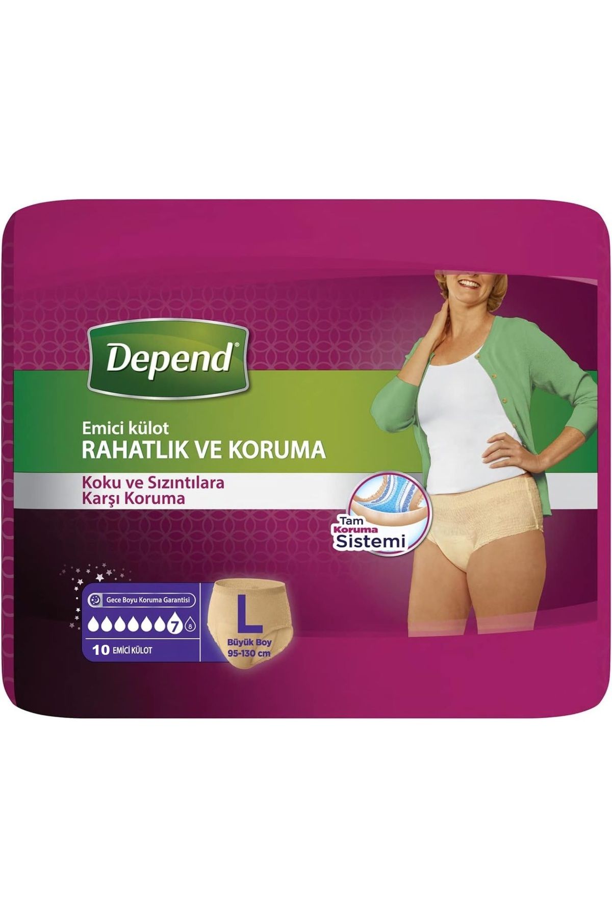 Depend Emici Külot Hasta Bezi Large - Büyük Kadın (10 Adet) Tekli Pk