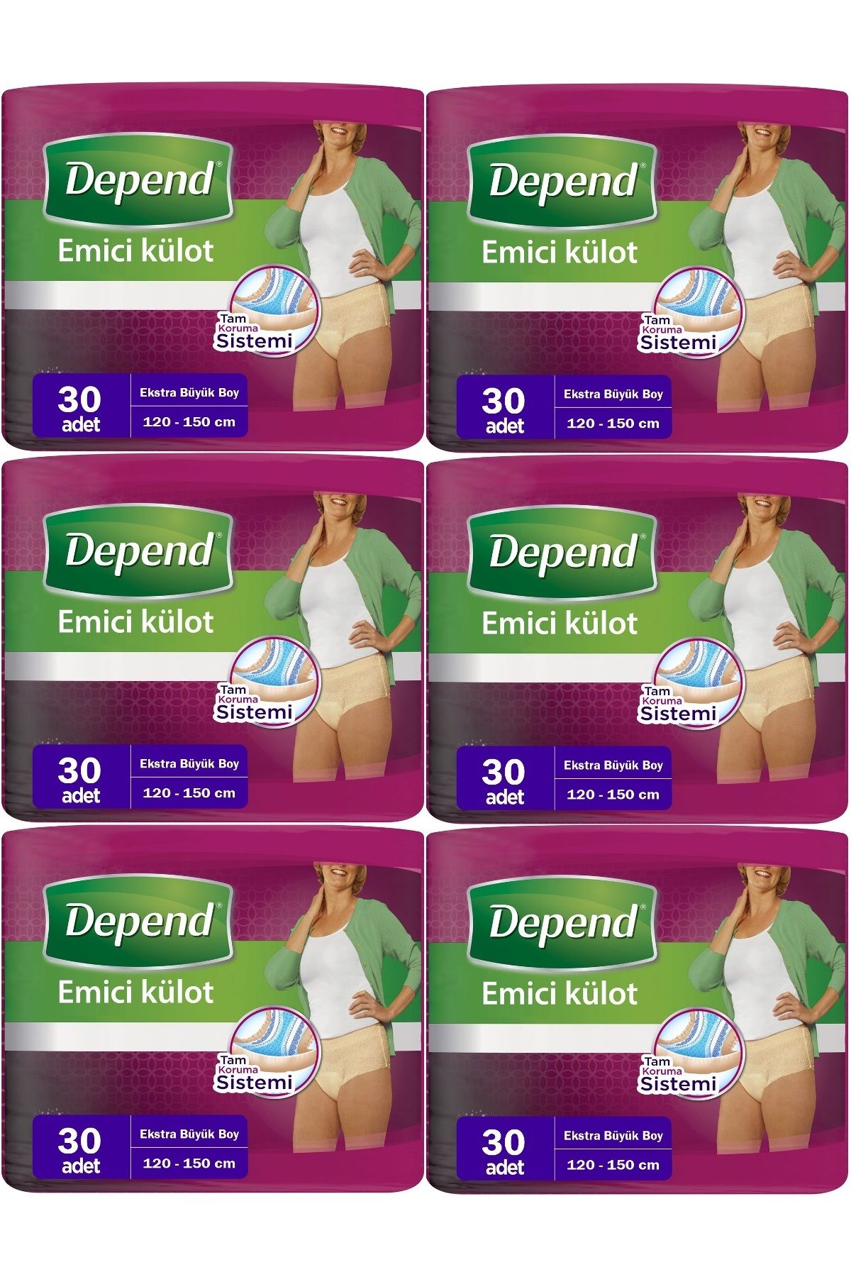 Depend Emici Külot Hasta Bezi XL - Extra Büyük Kadın 180 Adet (6PK*30)