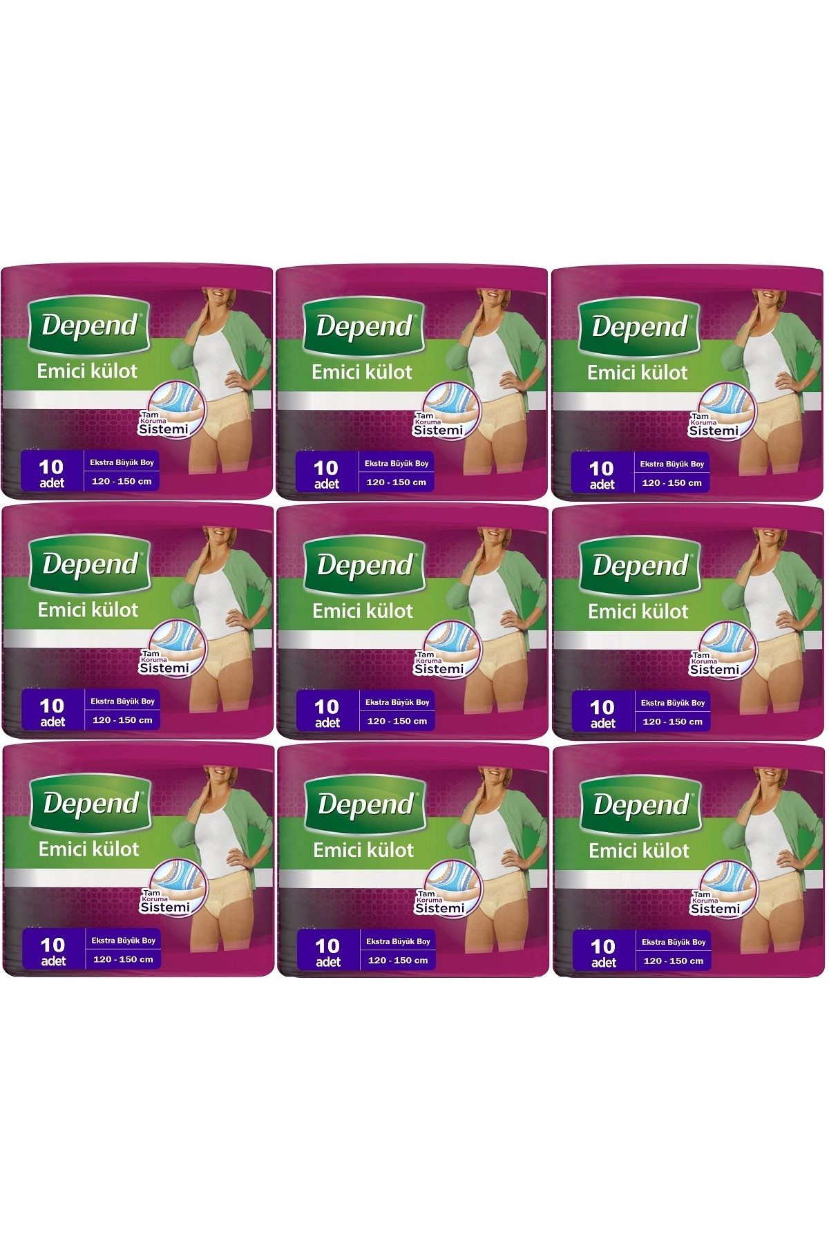 Depend Emici Külot Hasta Bezi XL - Extra Büyük Kadın 90 Adet (9PK*10)