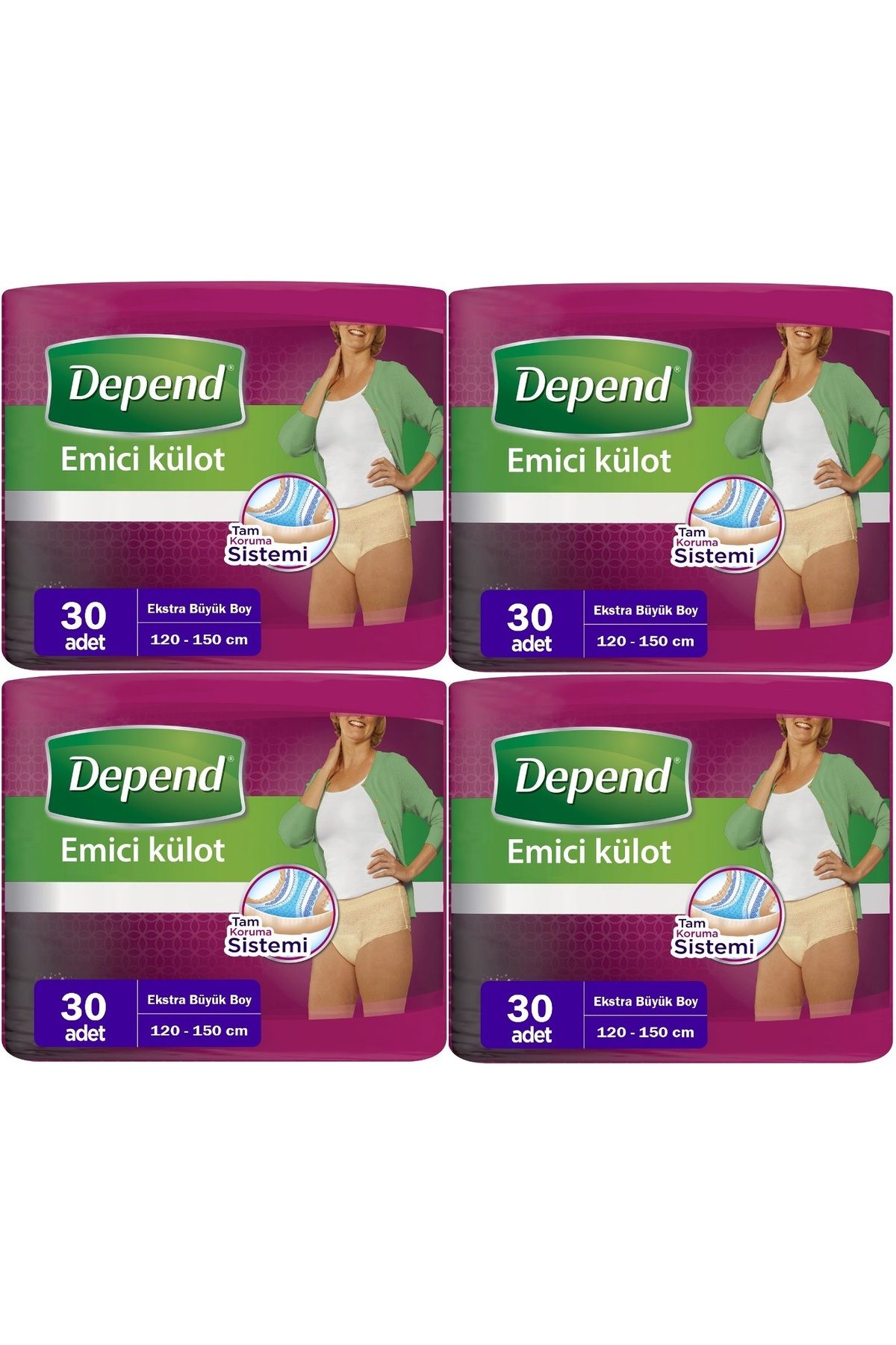 Depend Emici Külot Hasta Bezi XL - Extra Büyük Kadın 120 Adet (4PK*30)