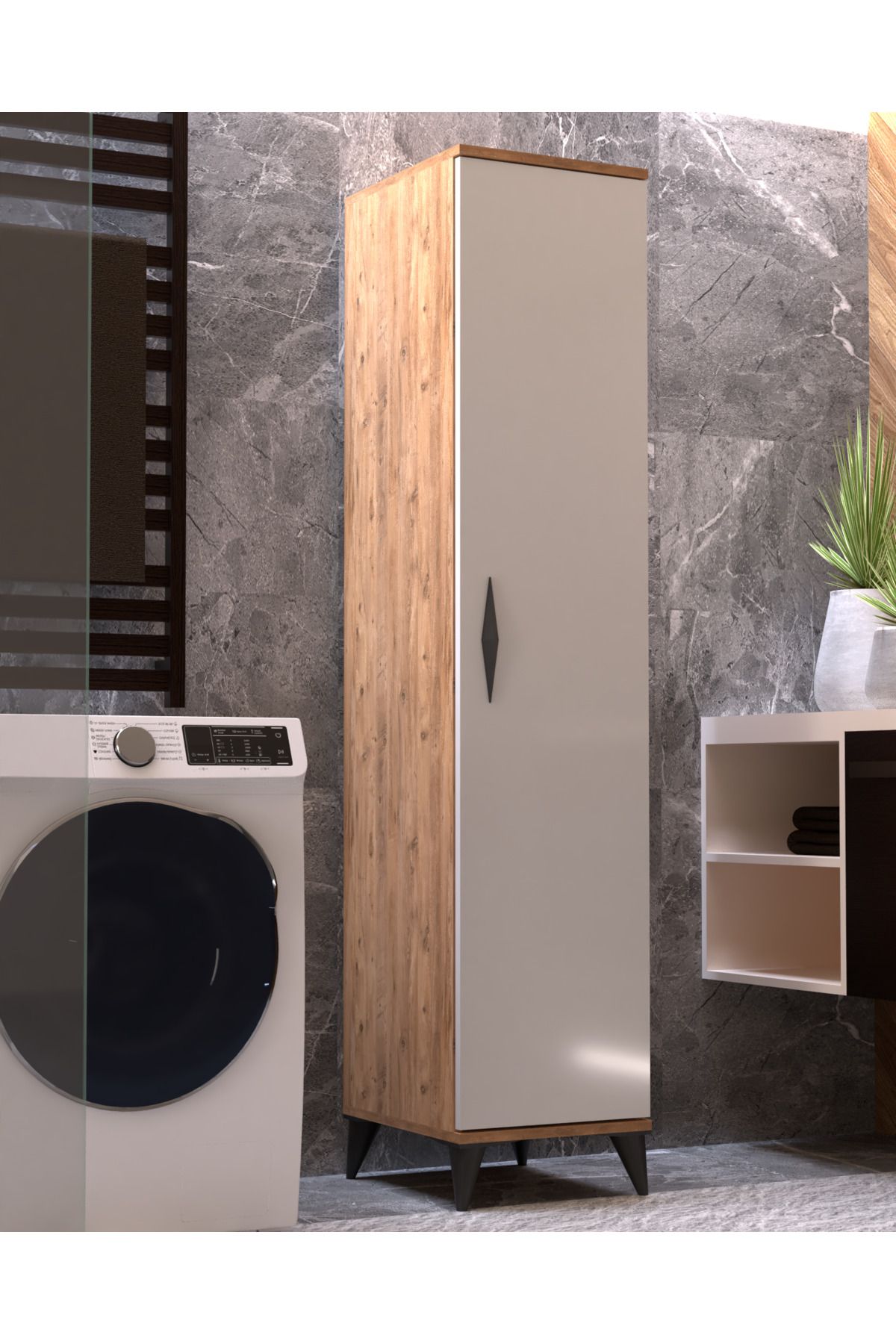 Mossano Vesso Tek Kapaklı Dolap Çok Amaçlı Dolap Banyo Dolabı Mutfak Dolabı Kiler Dolabı Raflı Dolap