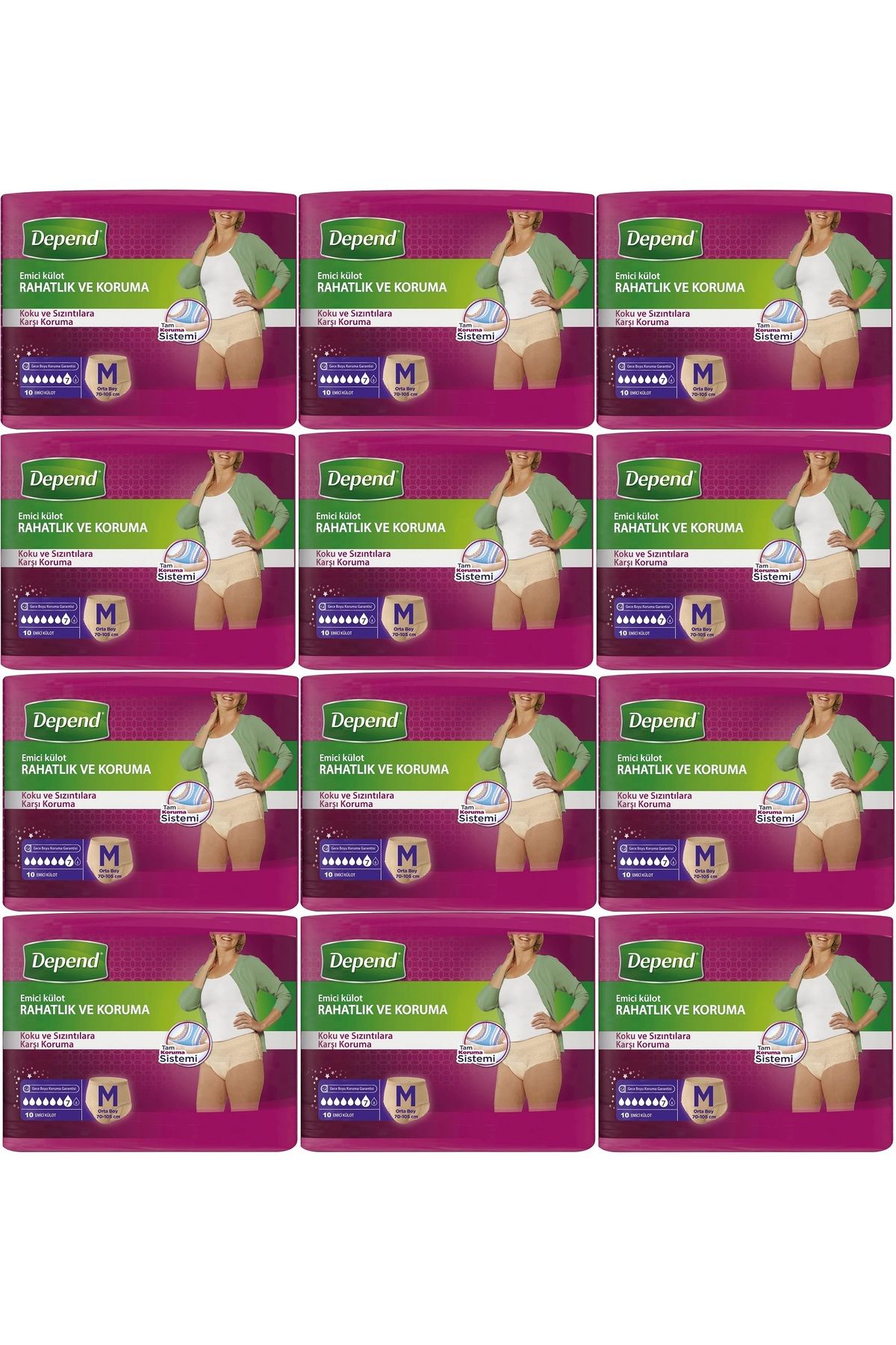 Depend Emici Külot Hasta Bezi Medium - Orta Kadın 120 Adet (12PK*10)