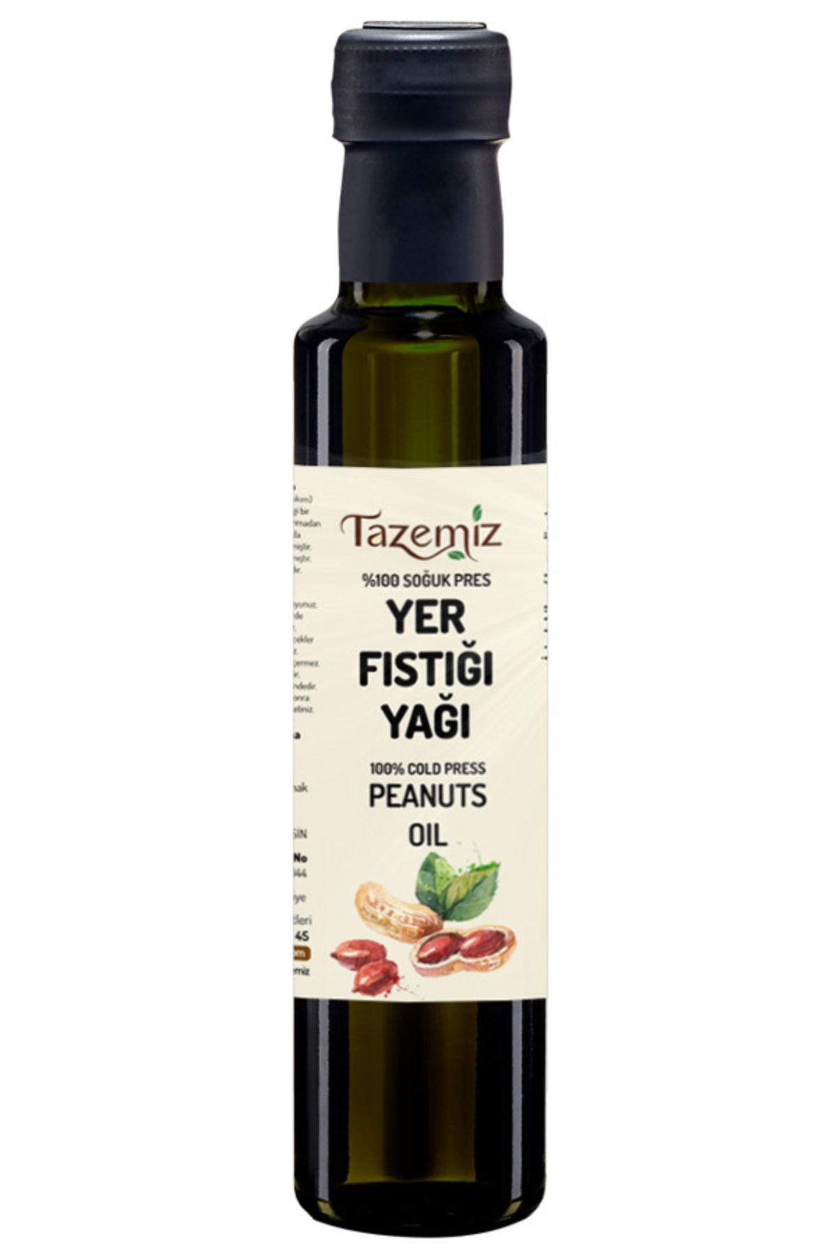 TAZEMİZ Çiğ Yer Fıstığı Yağı 250ml - Soğuk Pres
