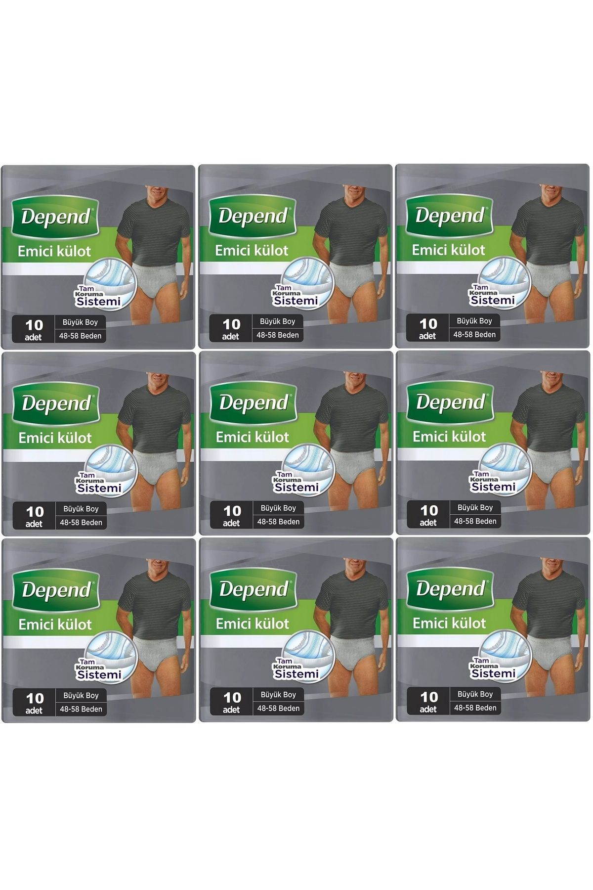 Depend Emici Külot Hasta Bezi Large - Büyük Erkek 90 Adet (9PK*10)