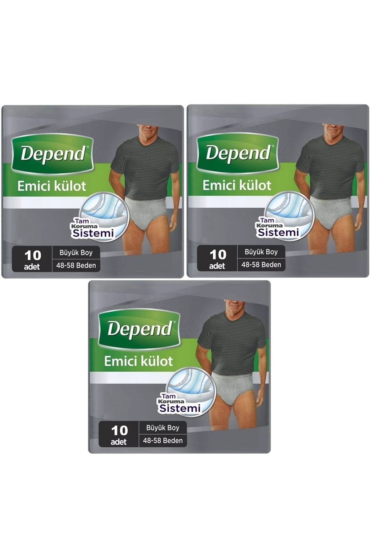 Depend Emici Külot Hasta Bezi Large - Büyük Erkek 30 Adet (3PK*10)