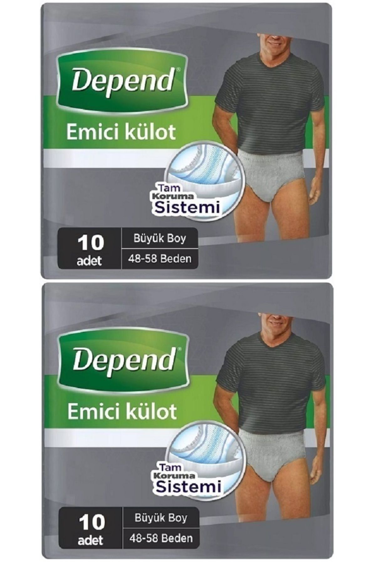 Depend Emici Külot Hasta Bezi Large - Büyük Erkek 20 Adet (2PK*10)