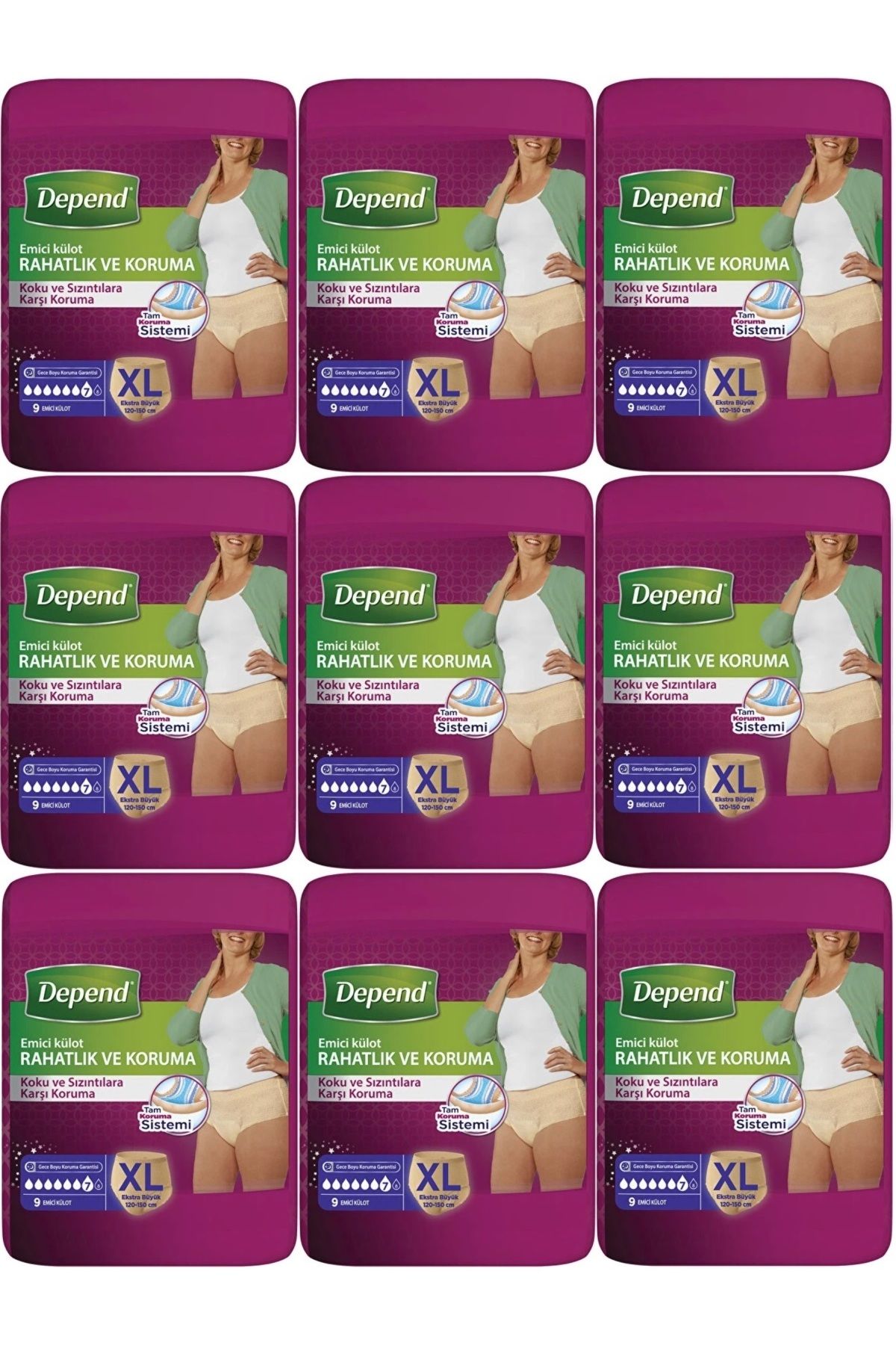 Depend Emici Külot Hasta Bezi XL - Extra Büyük Kadın 90 Adet (9PK*10)