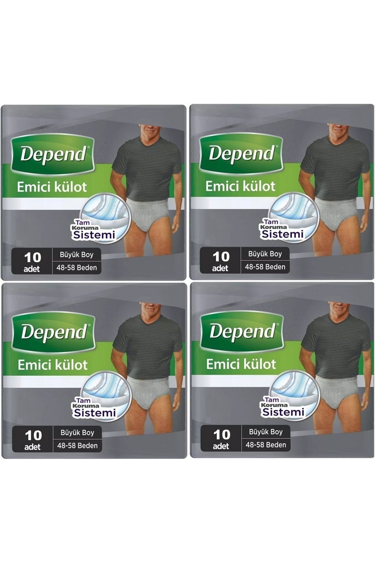 Depend Emici Külot Hasta Bezi Large - Büyük Erkek 40 Adet (4PK*10)