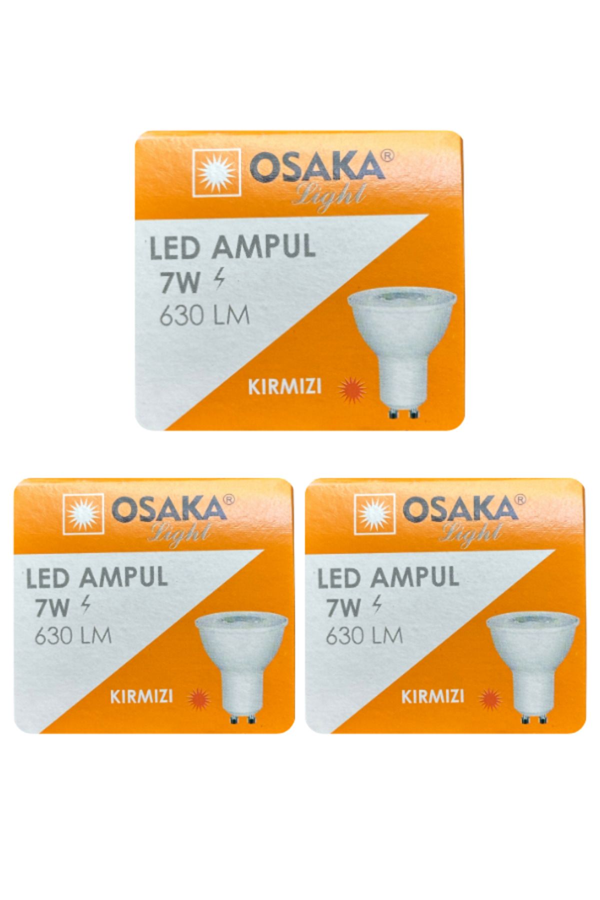 Osaka (3 Adet) Osaka 7W Kırmızı Işık GU10 Duylu (Kalın Duy) Led Çanak Ampul