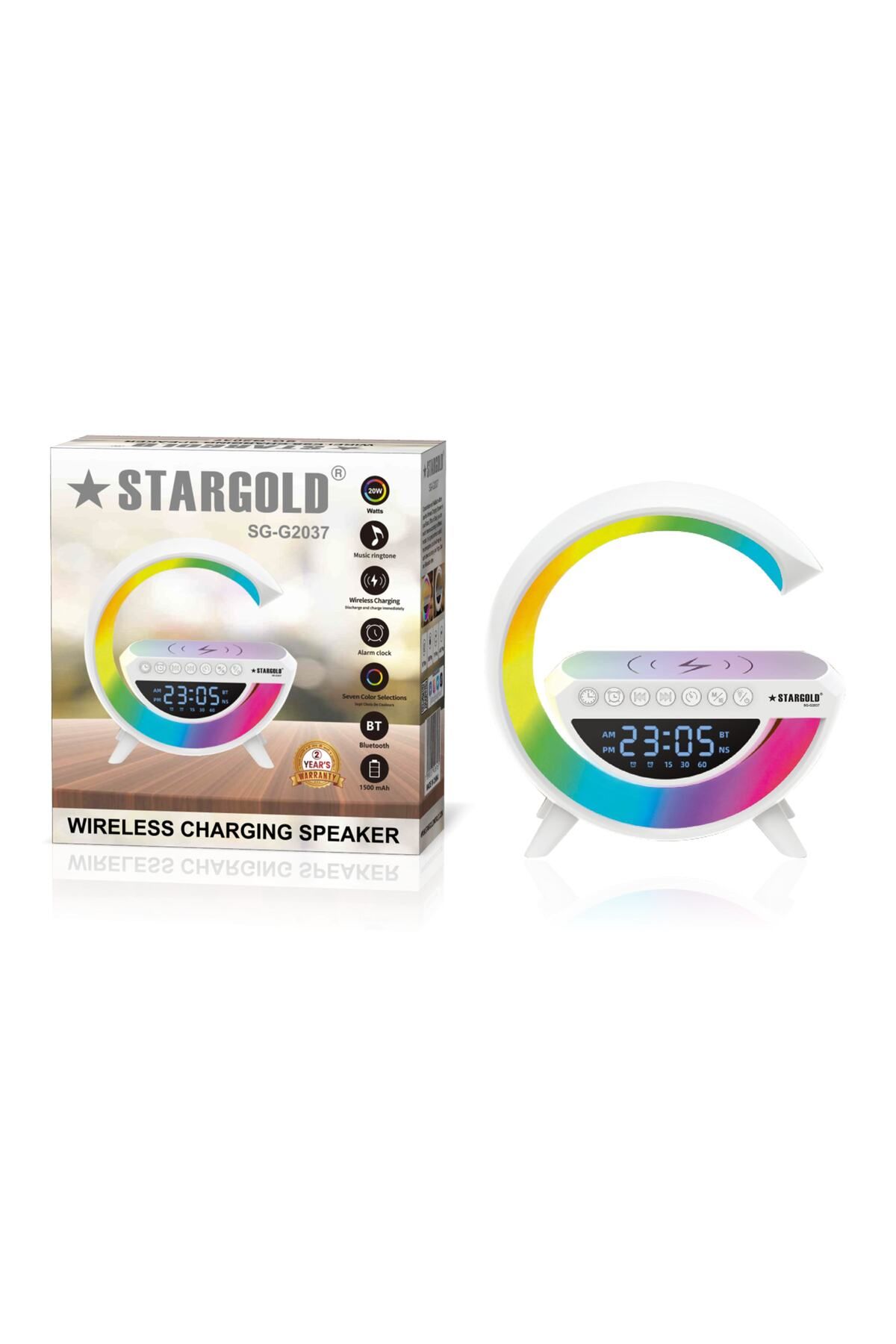 Generic-Stargold Wireless Charging Bluetooth Speaker With 20w Output, Alarm Clock, Led Light 2