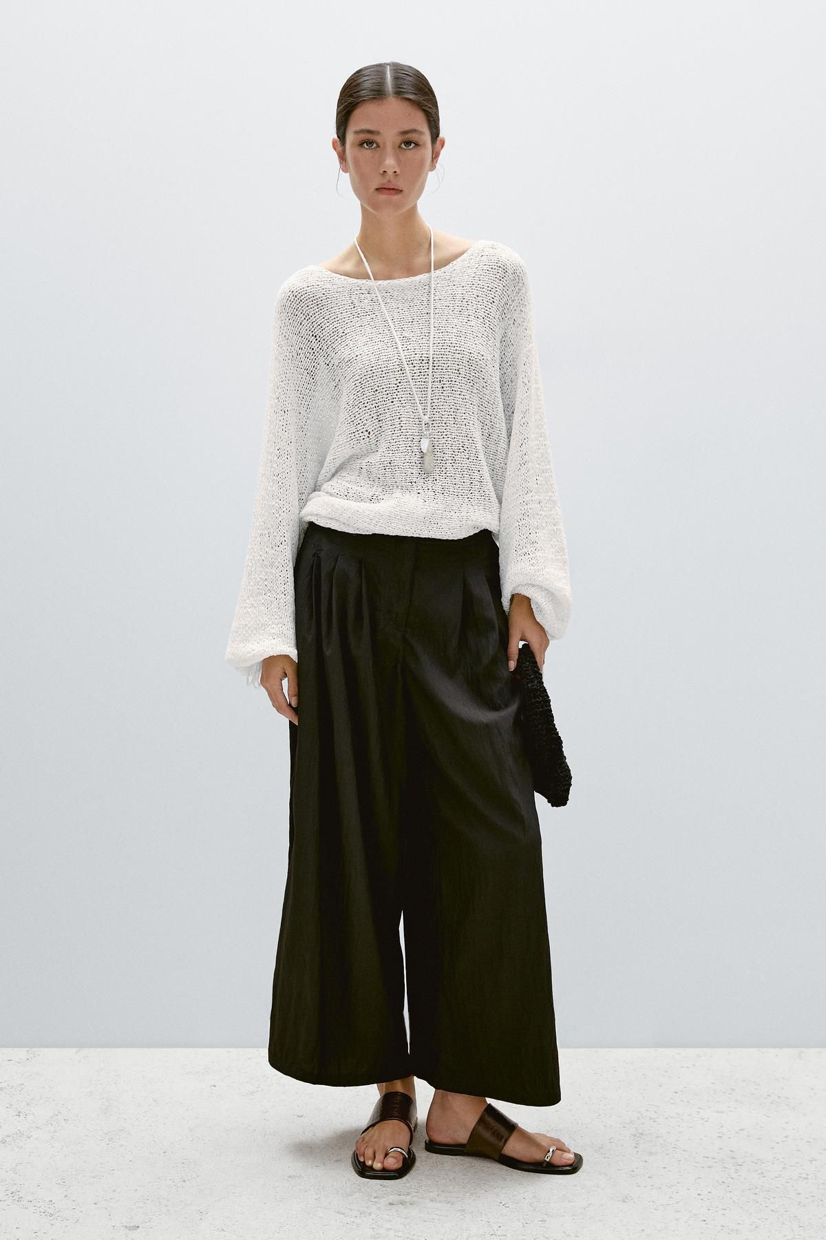 Massimo Dutti Pensli dökümlü palazzo pantolon