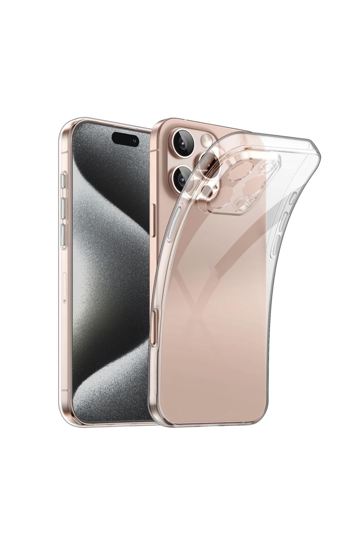 FIRO iPhone 16 Pro Max Kılıf Metal Tuşlu Kamera Korumalı Silikon Şeffaf Arka Kapak