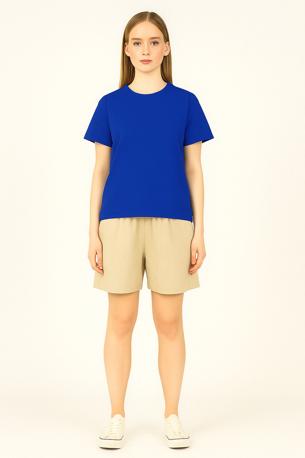 nacar çarşı Kadın Düz T-Shirt – Orta Kumaş, Comfort Fit, Günlük Giyime Uygun