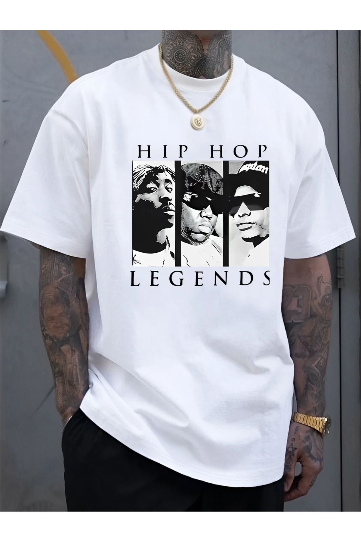 aynewmoda Erkek Hip Hop Grafik Tişört - Kısa Kollu Tişört
