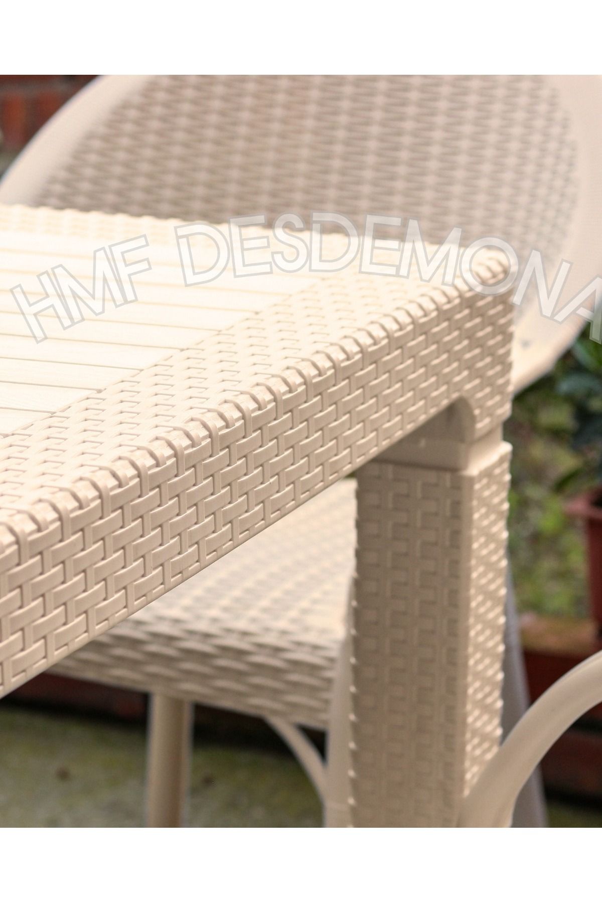 HMF DESDEMONA Bambu Rattan Yemek Masası Seti - 6 adet Koltuk - 1 adet 90*150cm Masa