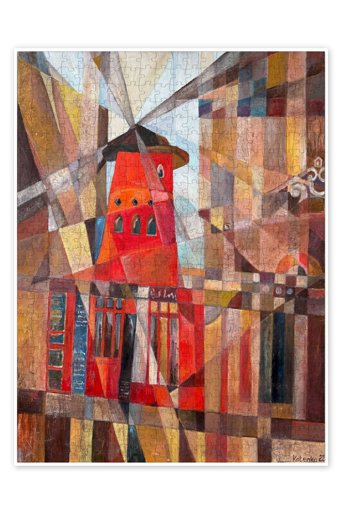 Jeronkarji Kırmızı değirmen 500 Parça Puzzle Yapboz Bohem Soyut Sanat Temalı
