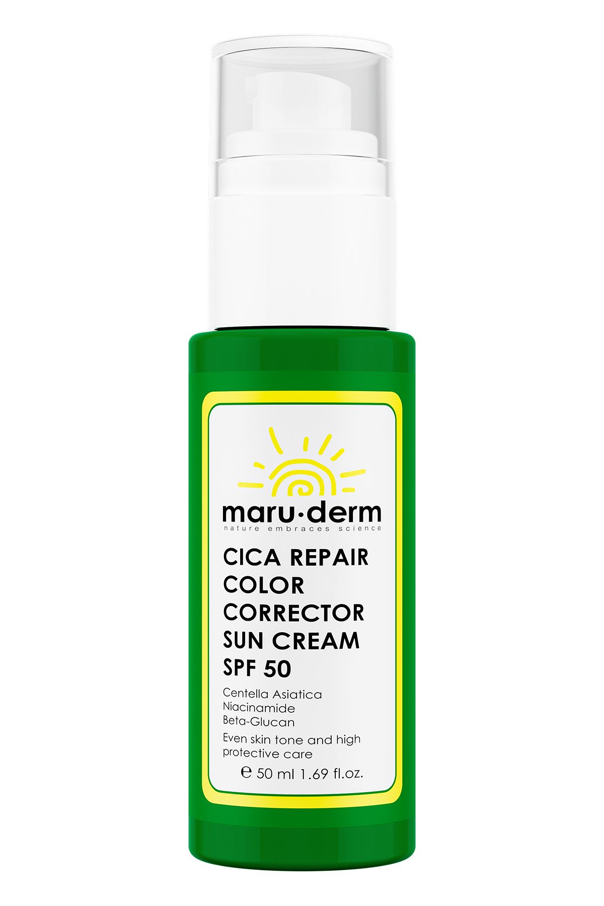 Maru.Derm Güneş Kremi | SPF 50+ Cica Cilt Tonu Eşitleyici Güneş Kremi 50 ML