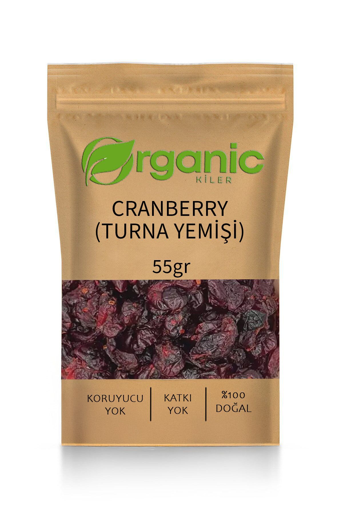 Organic Kiler Doğal Katkısız Turna Yemişi ( Cranberry ) 55 gr | Antioksidan Zengin Kurutulmuş Meyve