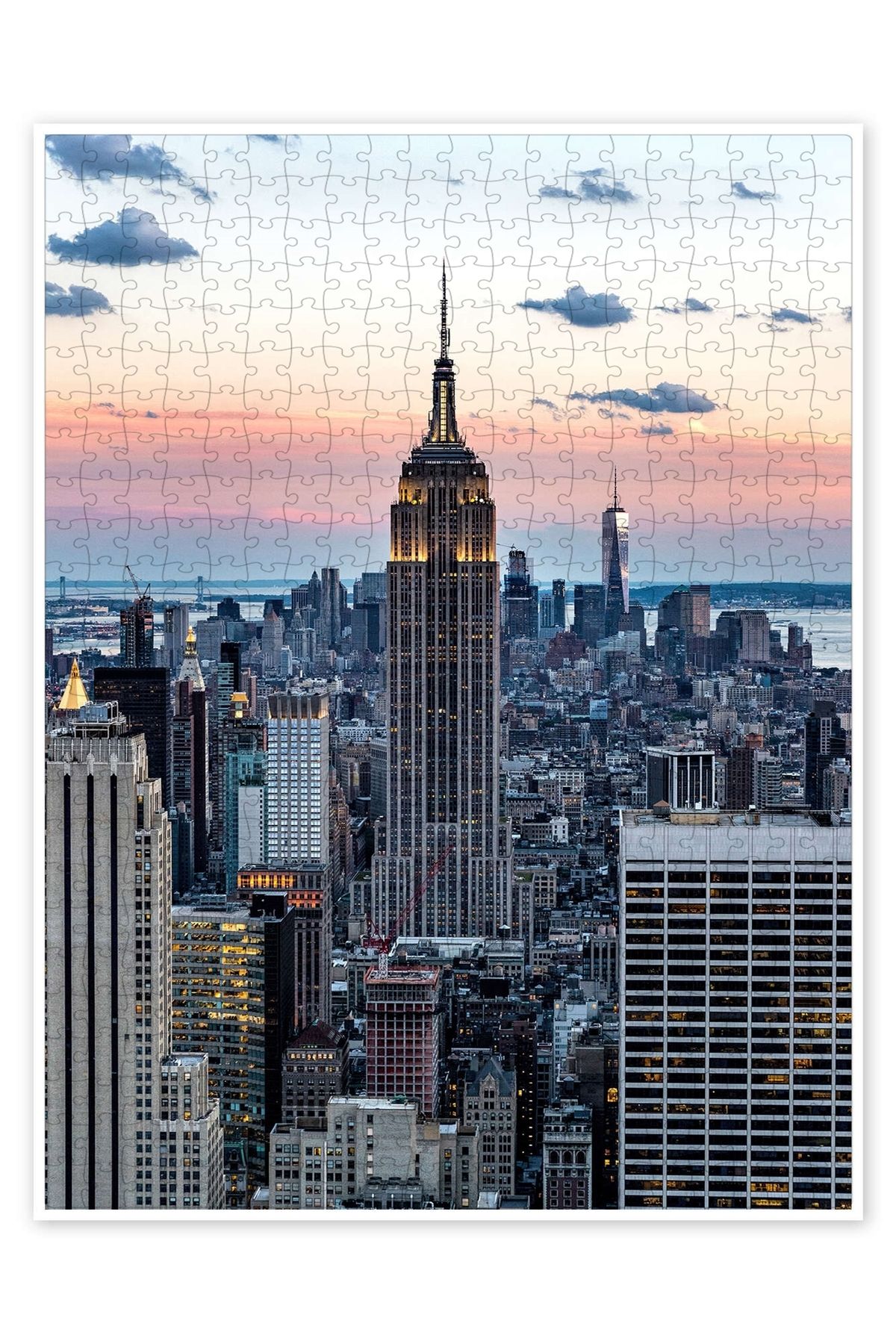 Jeronkarji Empire State Binası Gün Batımı New York 500 Parça Puzzle Yapboz Şehir Manzara Temalı Hobilik