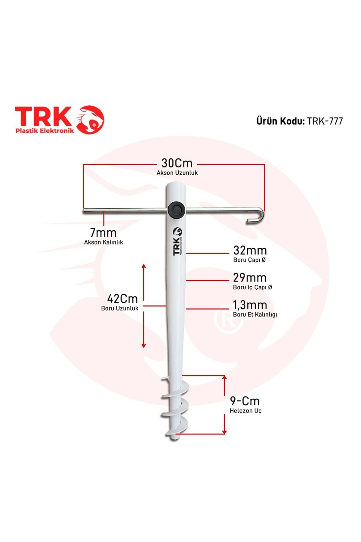 TRK Plastik Metal Şemsiye Kazığı, Bahçe Ve Plaj Şemsiyesi Kazığı (BEYAZ)