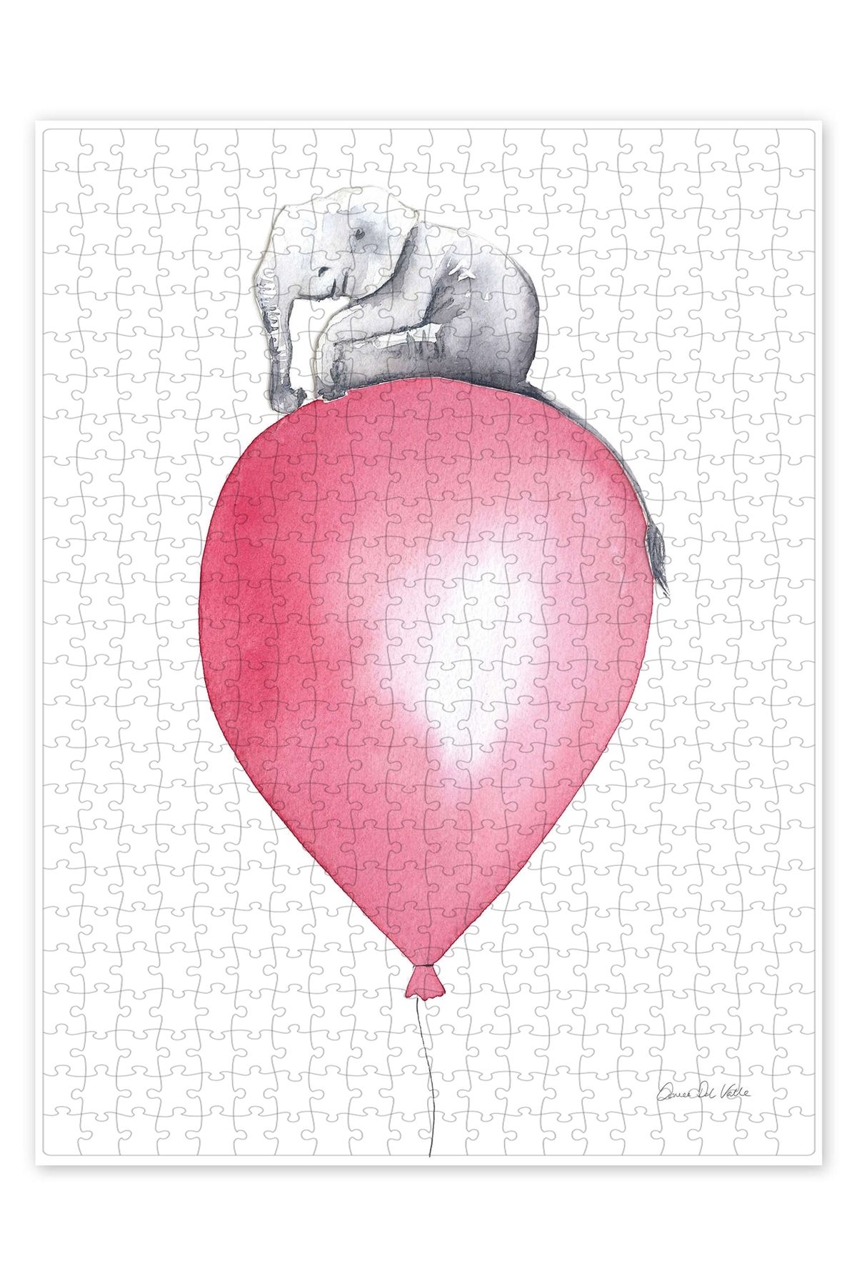 Jeronkarji Pembe Balon Üzerinde Fil 500 Parça Puzzle Yapboz Çocuklar için Neşeli Hayvan Temalı