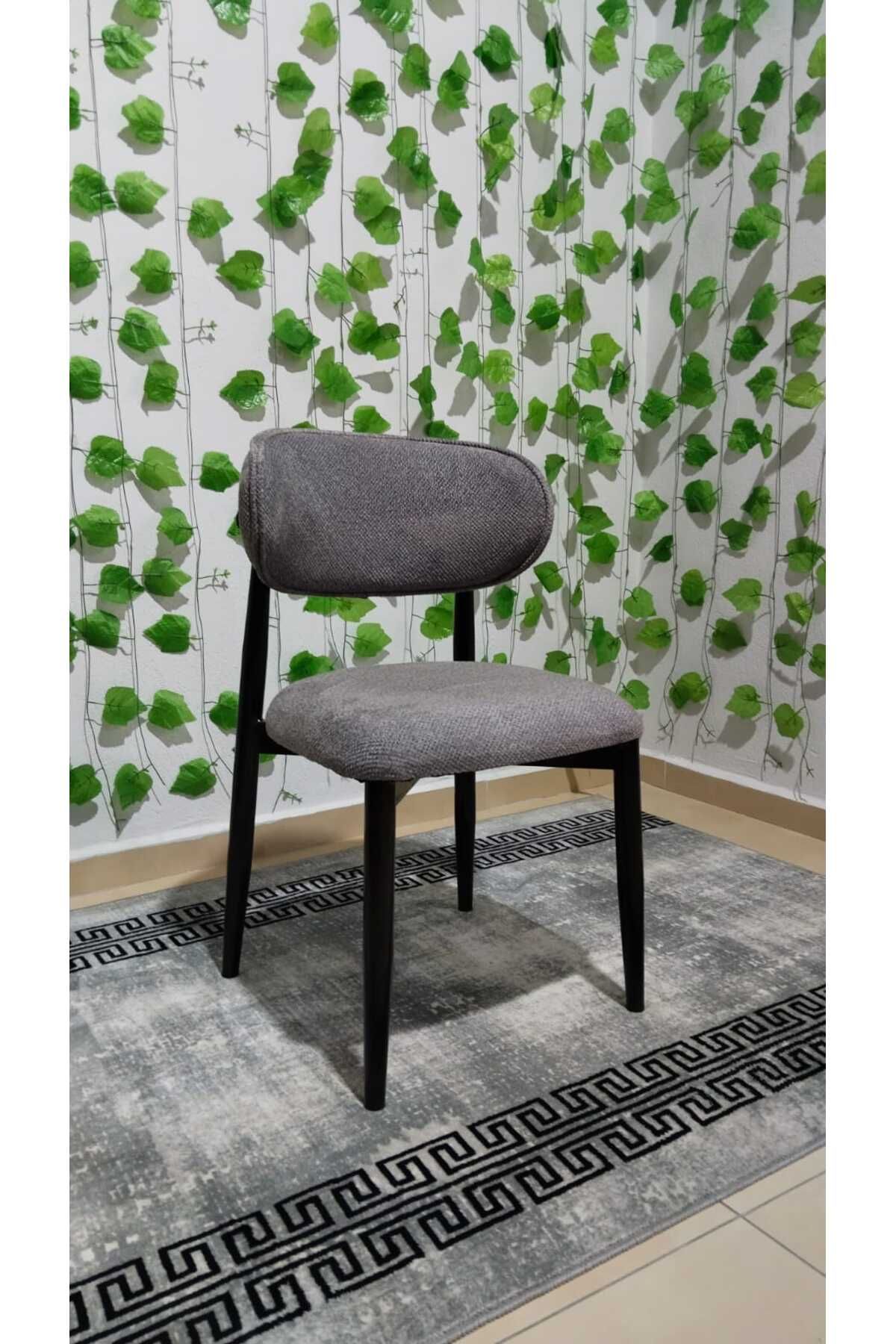 ÖZCAN METAL 1 Adet Siyah Metal Polo Sandalye Mutfak Salon Yemek Odası Sandalyesi Metal Ayak