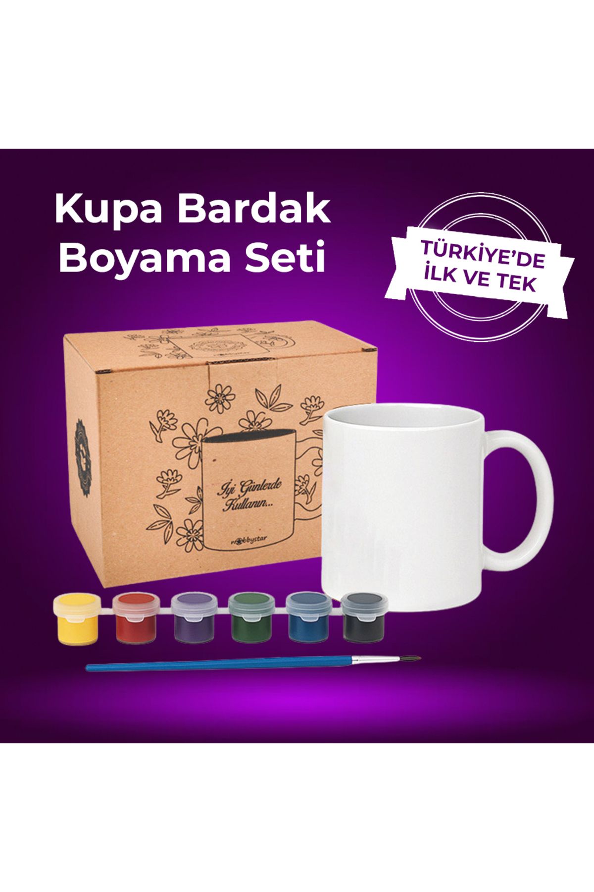 Ceymas Hediyelik Beyaz Kupa Bardak Boyama Seti