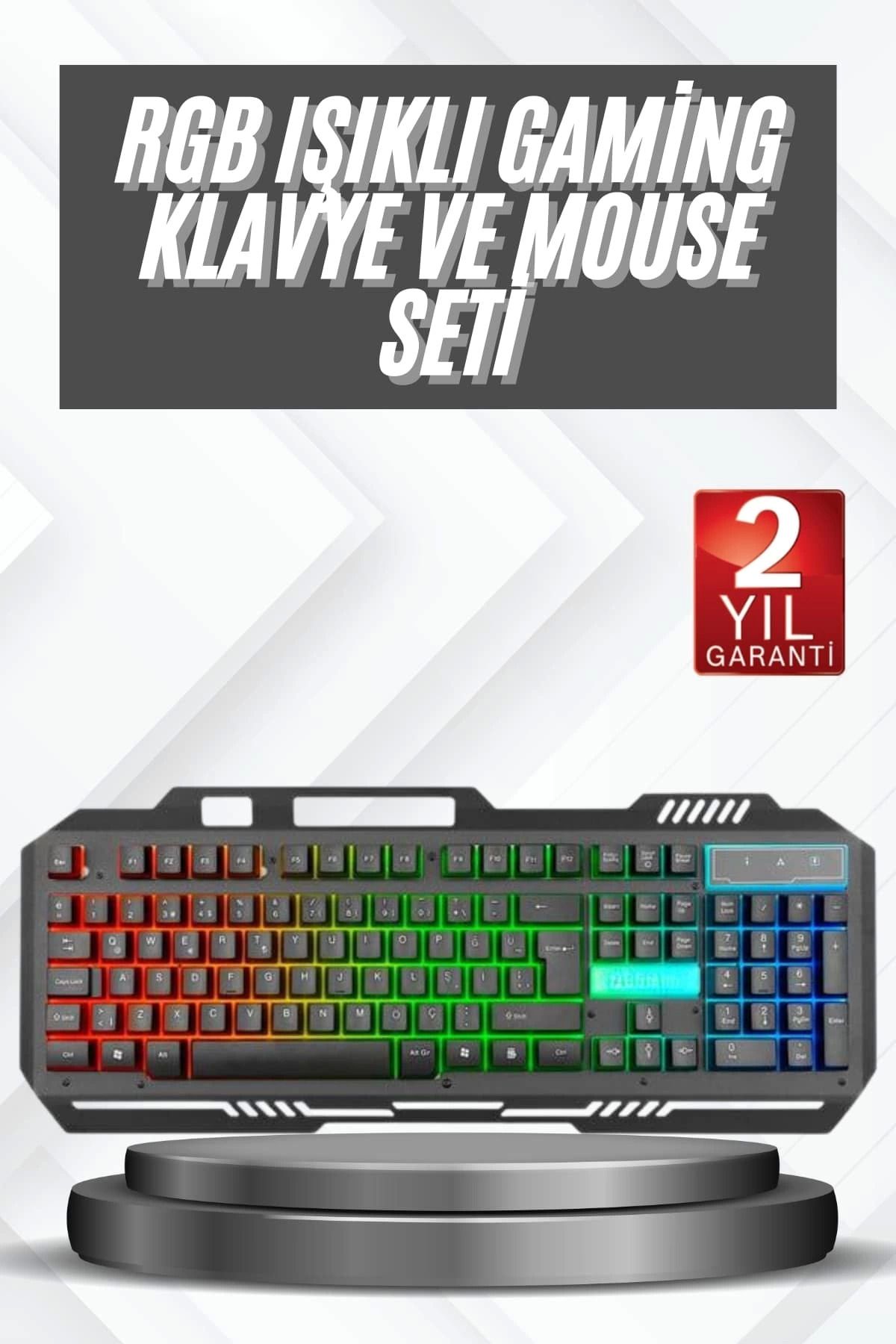 feifei Işıklı Oyuncu Q Klavye Mouse Seti Siyah Gaming Oyuncu Klavye