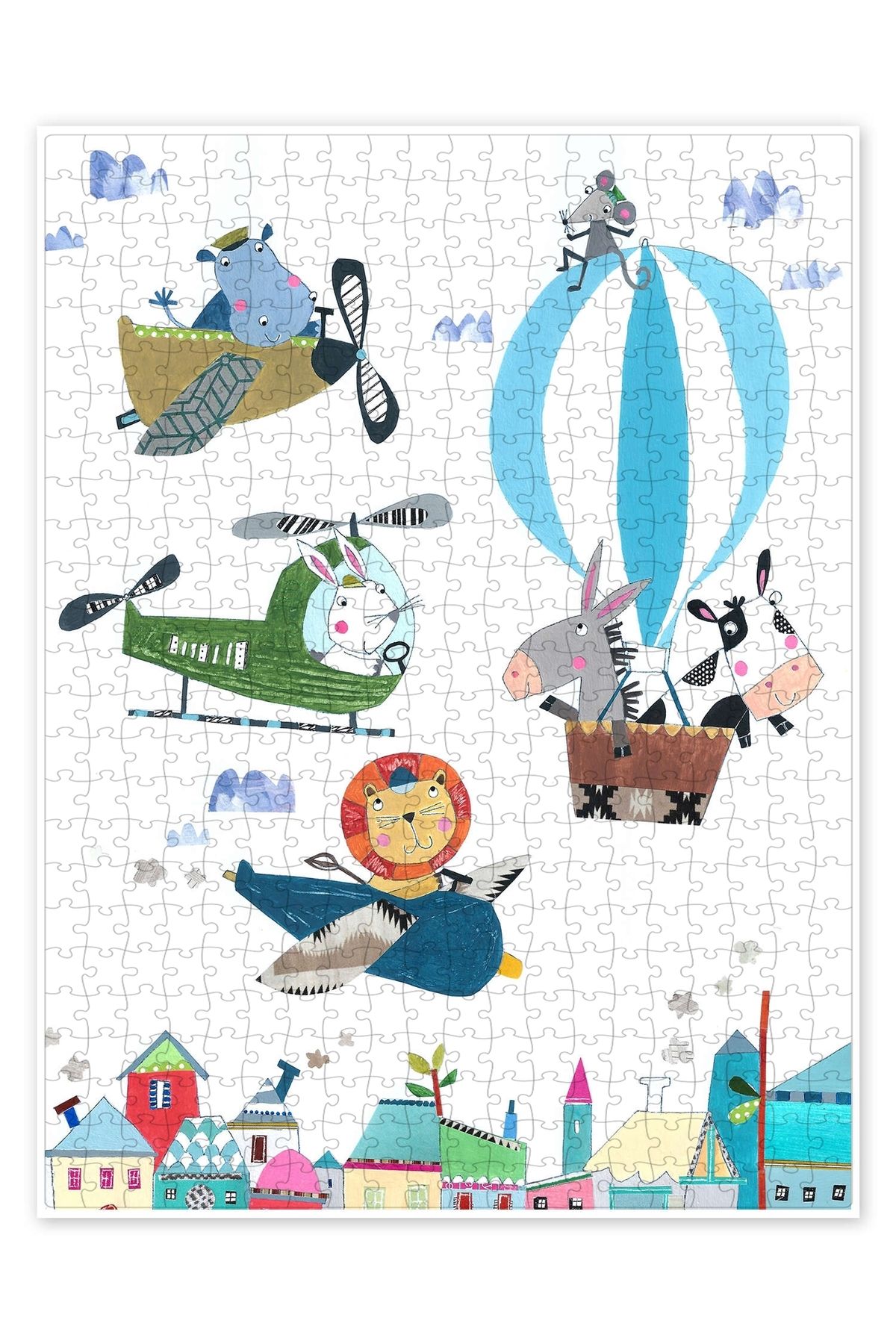 Jeronkarji Uçan hayvanlar 500 Parça Puzzle Yapboz Çocuklar için Neşeli Hayvan Temalı