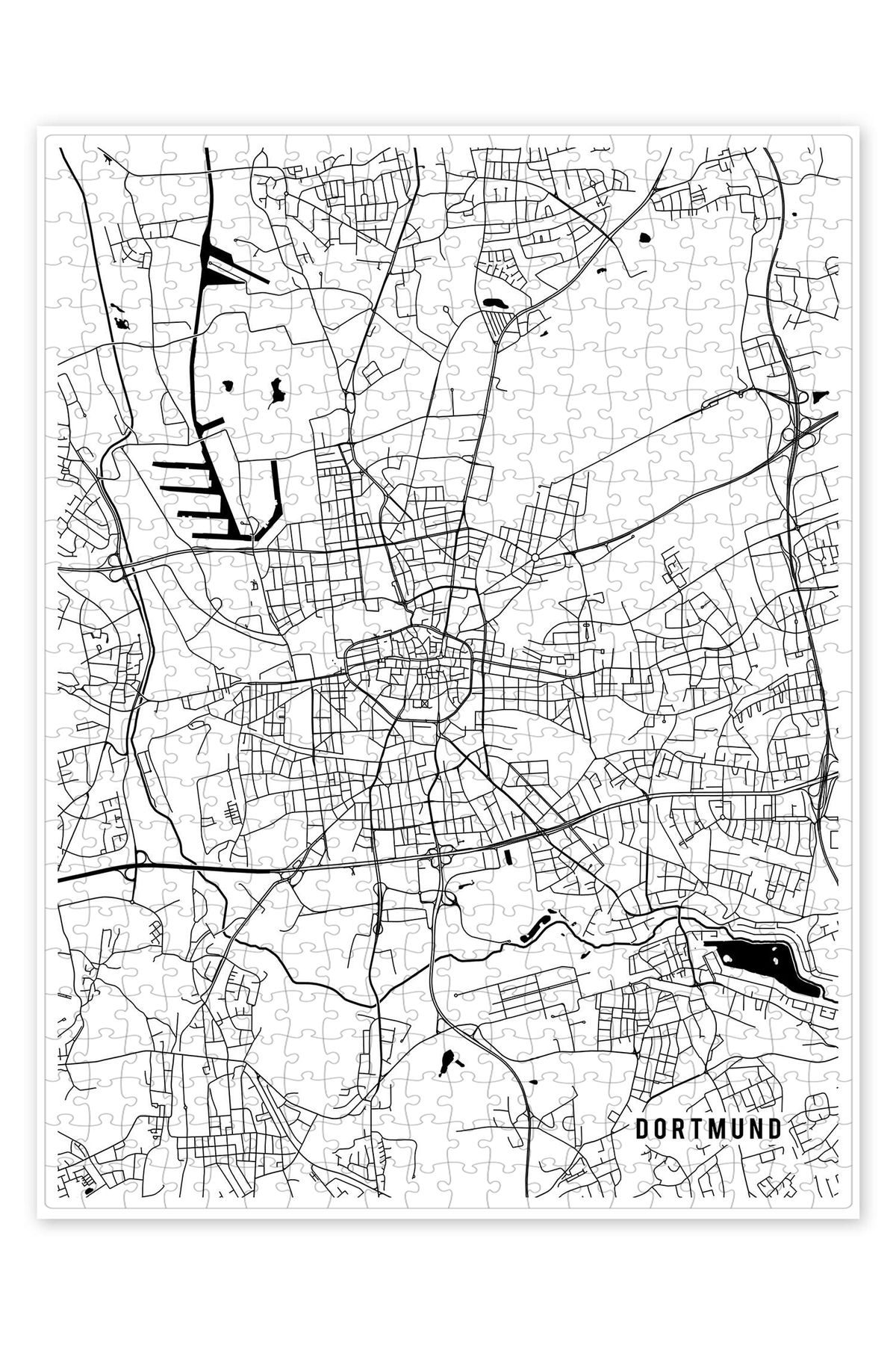 Jeronkarji Dortmund Almanya Harita 500 Parça Puzzle Yapboz Şehir Manzara Temalı Hobilik