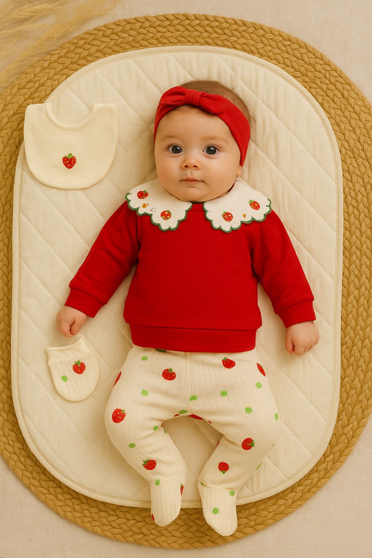 ENİA BABY Kız Bebek Yenidoğan Organik Hastane Çıkış Seti