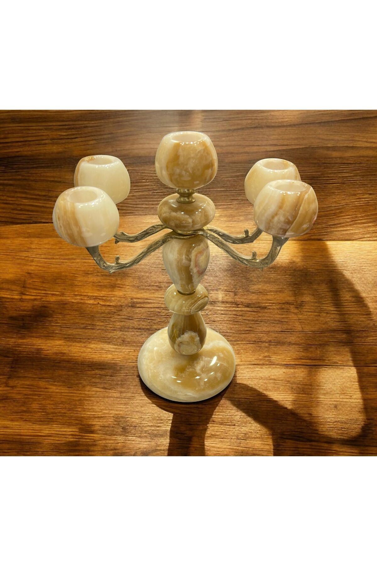 AURA STONE Oniks Doğaltaş 5'li Şamdan