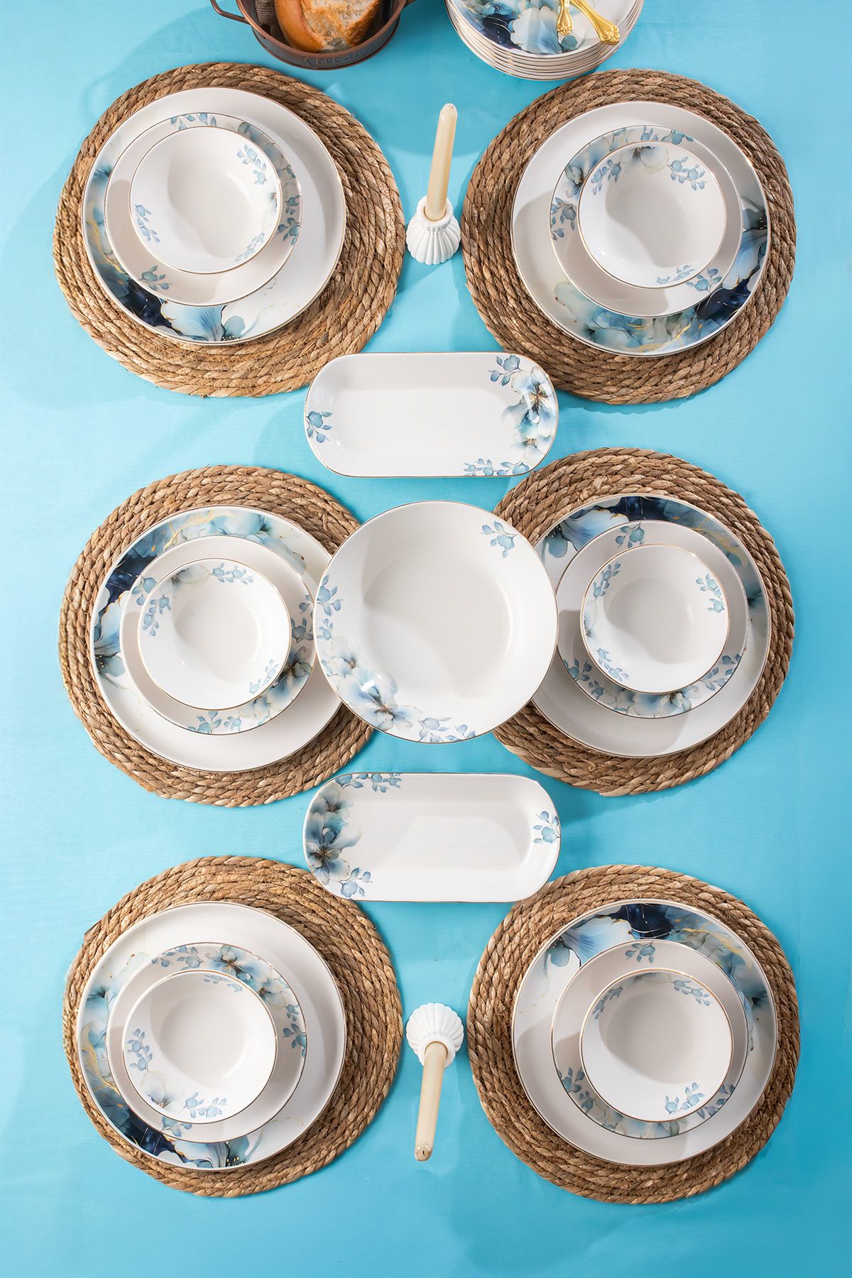 Perotti Garden Altın yaldızlı Stoneware Yemek Takımı 27 Parça 6 Kişilik Yemek Seti