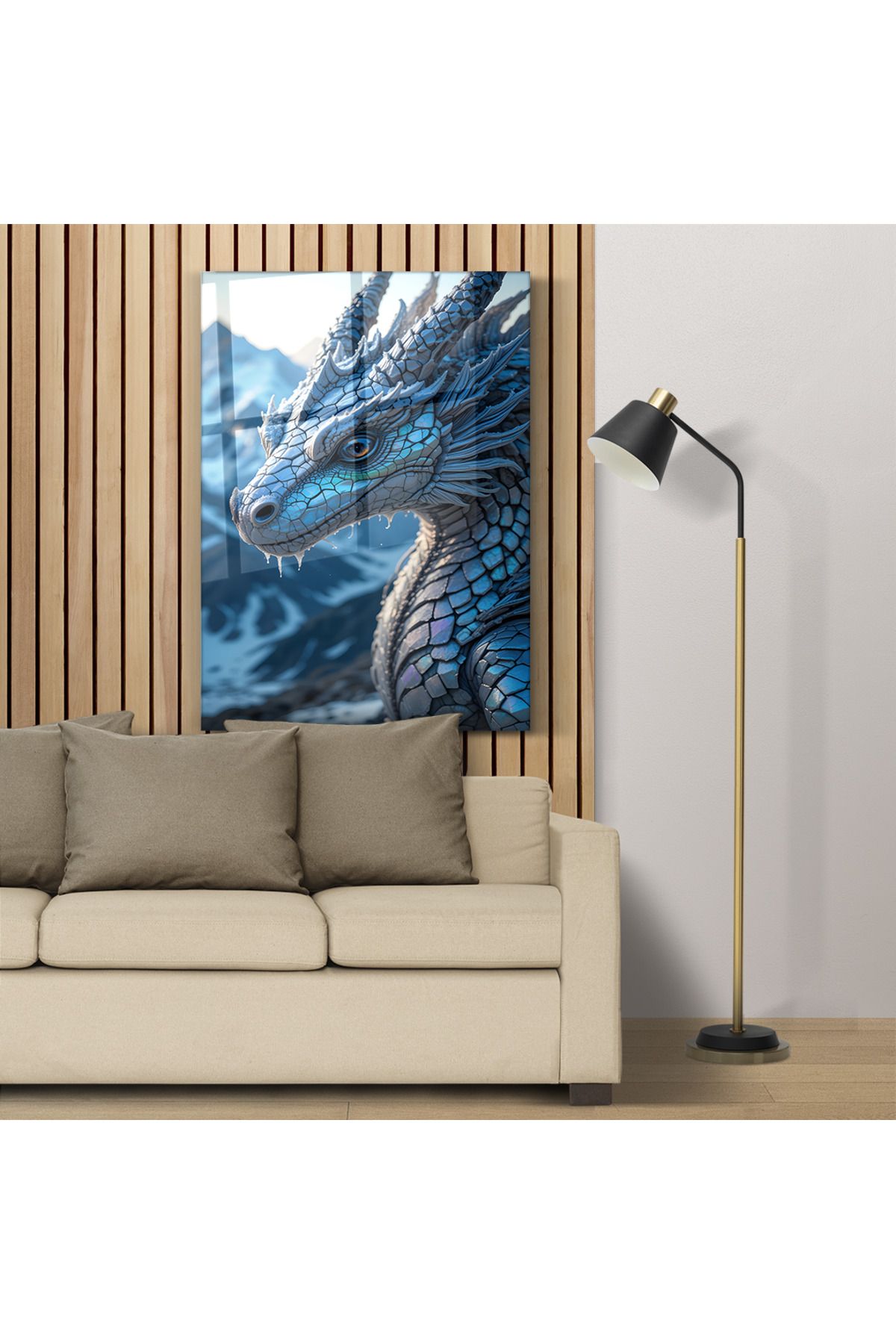 PoyKilArt Cam Tablo - Fantastik Ejderha Dragon - Duvar dekorasyonu - Ofis dekorasyonu - Duvar tablosu - DK