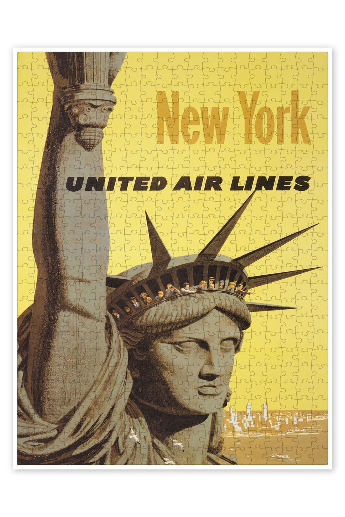 Jeronkarji United Air Lines, New York 500 Parça Puzzle Yapboz Şehir Manzara Temalı Hobilik