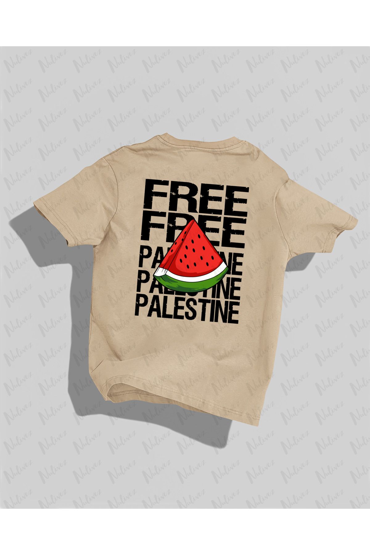 Nulivez Free Palestine Sırt Baskılı Yüksek Kalite Kompakt Unisex Oversize T-Shirt