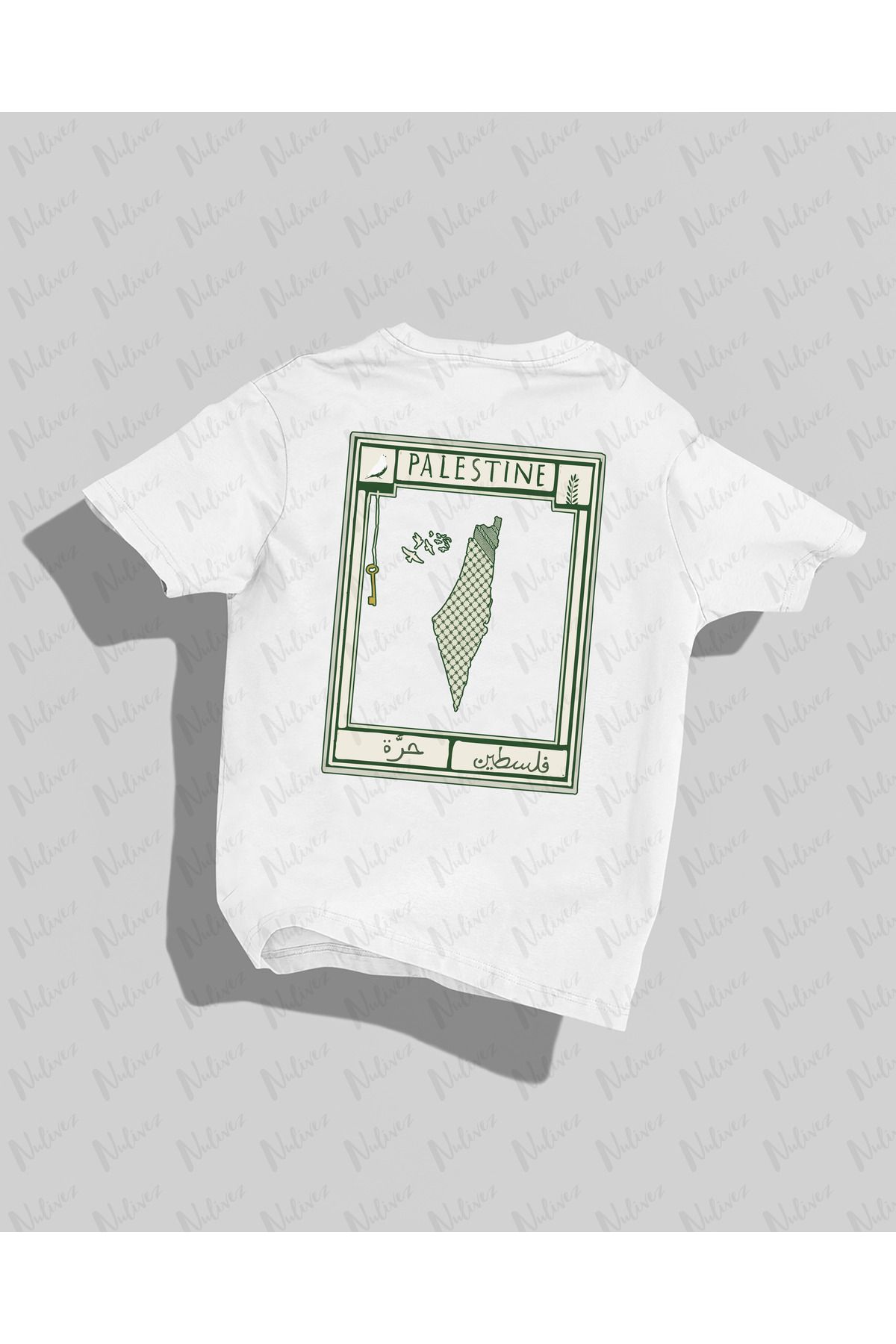 Nulivez Filistin Tasarımı Sırt Baskılı Yüksek Kalite Kompakt Unisex Oversize T-Shirt