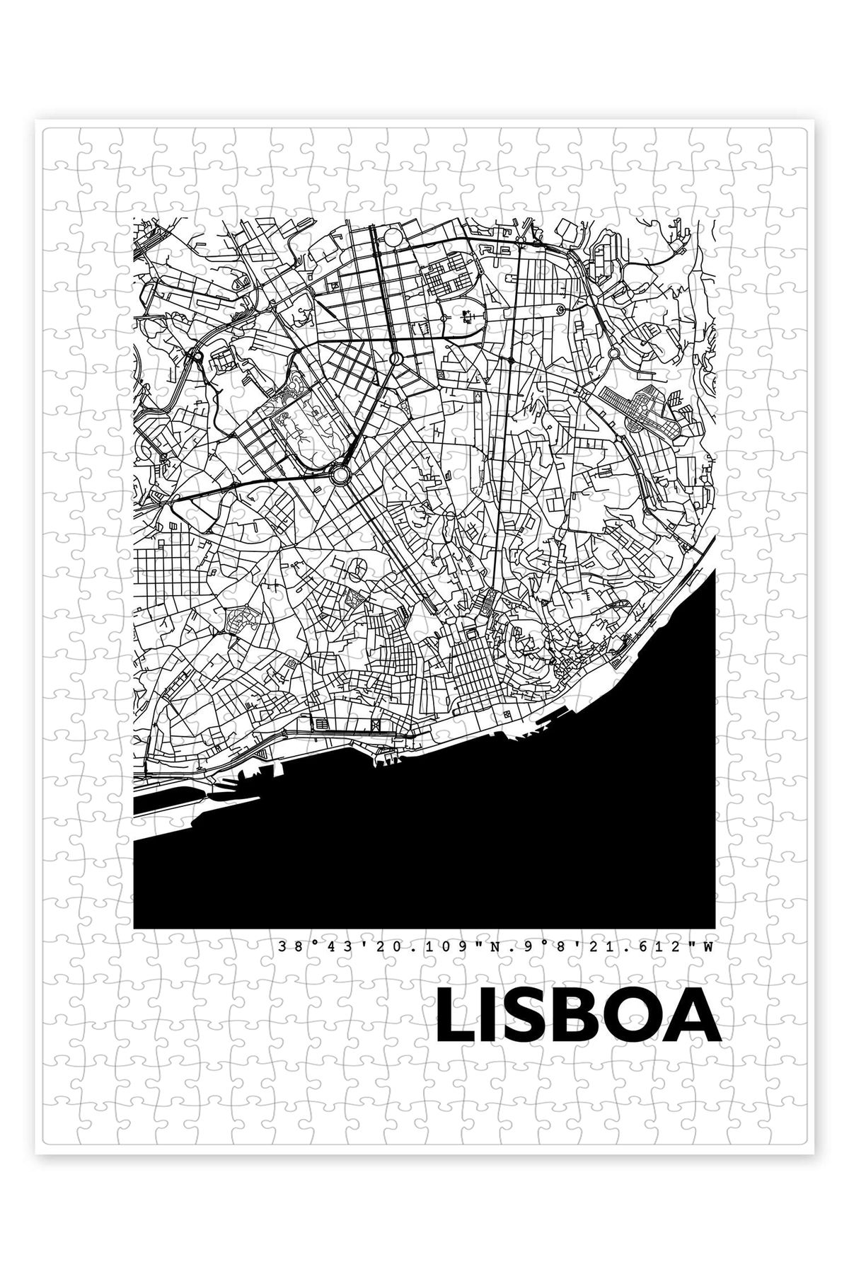 Jeronkarji Lizbon Şehir Haritası 500 Parça Puzzle Yapboz Şehir Manzara Temalı Hobilik