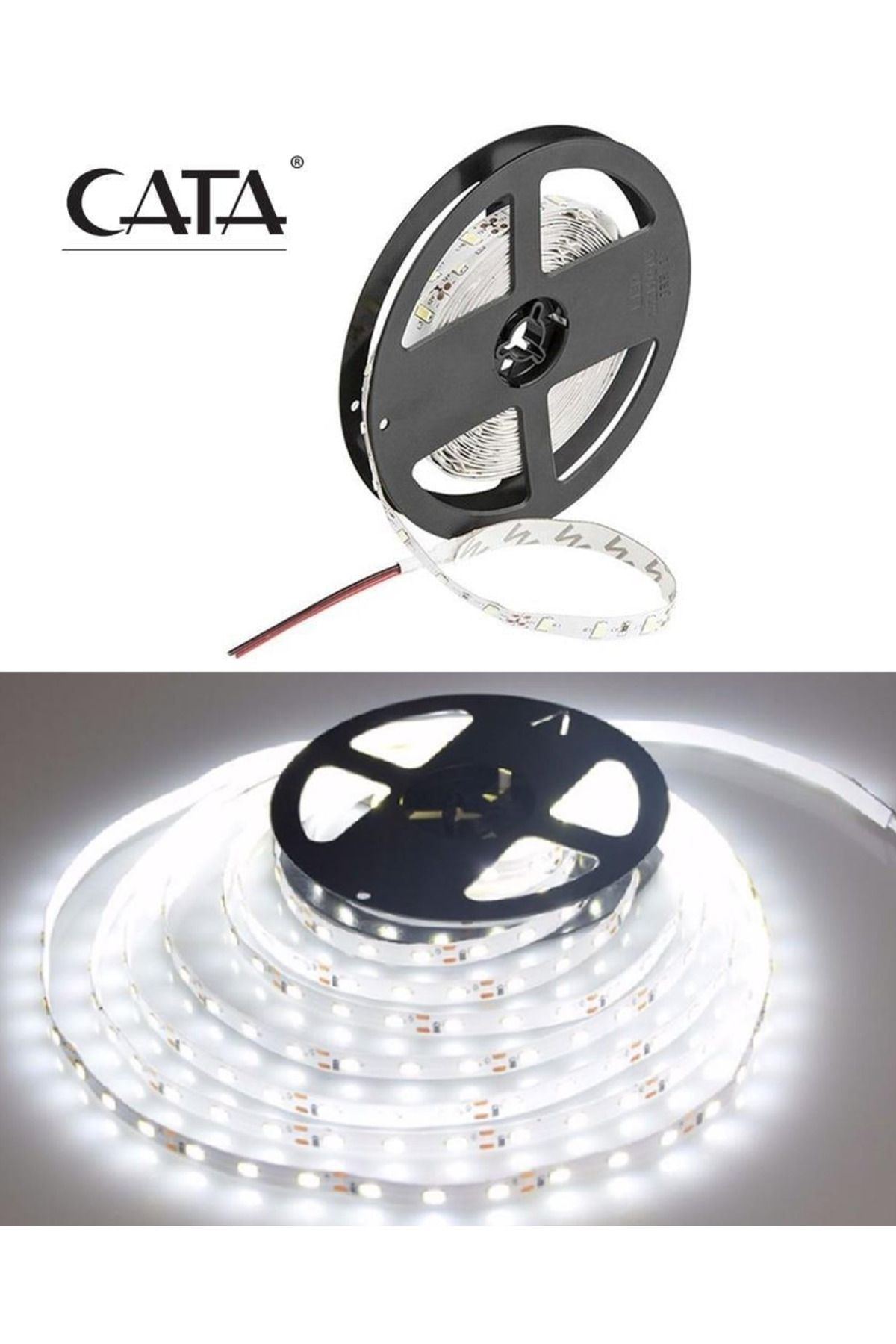 Cata 12 ÇİP İÇ MEKAN ŞERİT LED 6500K ( 12V - 16W/MT ) DOUBLE PCB
